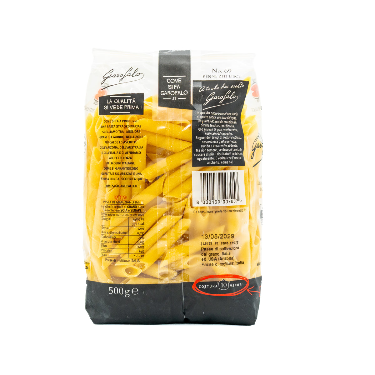 Paste Penne Ziti Lisce nr. 69 Garofalo, 500 g