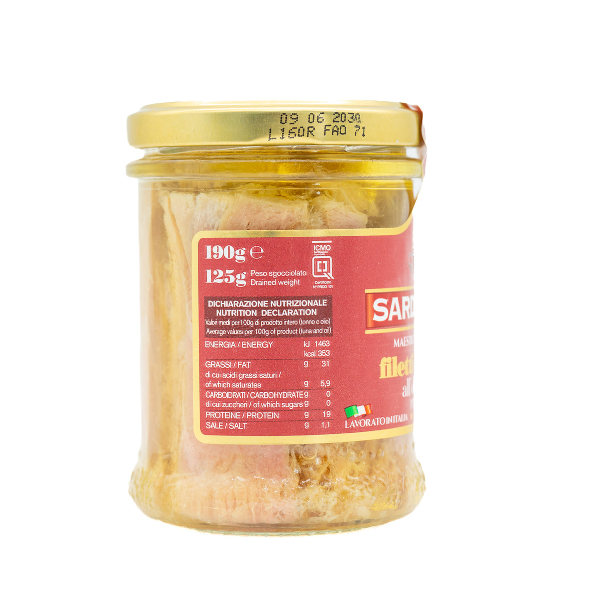 Fileuri de ton Sardanelli în ulei de măsline, 190 g
