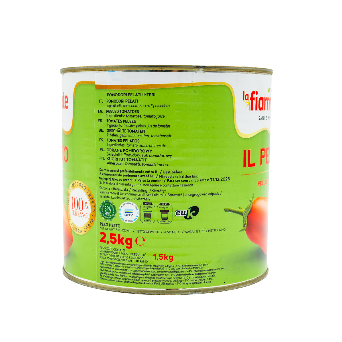 Roșii decojite La Fiammante Il Pelato, 2,5 kg