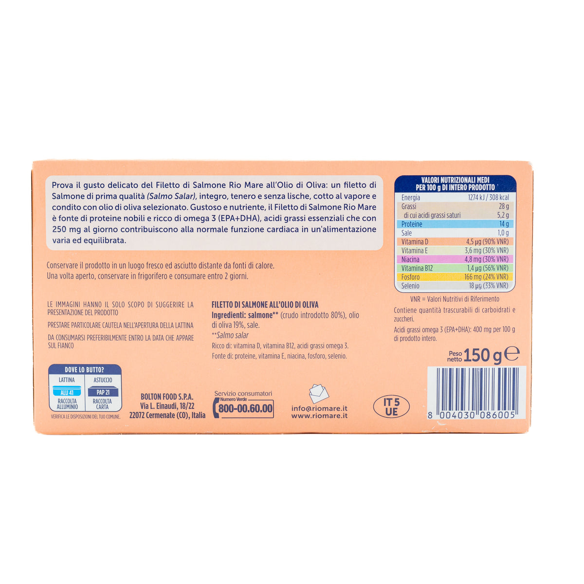 File de somon în ulei de măsline Rio Mare, 150 g