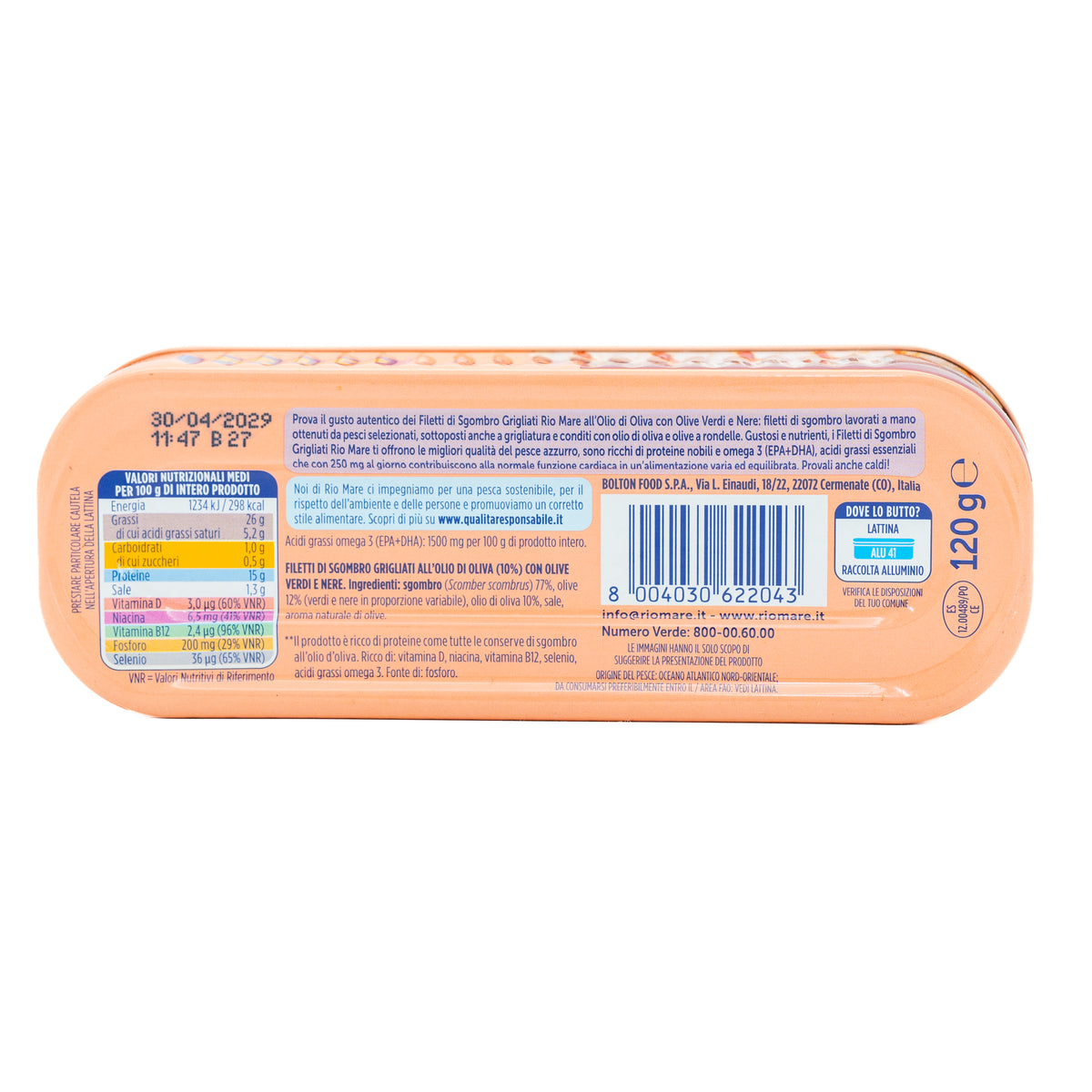 Fileuri de macrou la grătar cu măsline Rio Mare, 120 g
