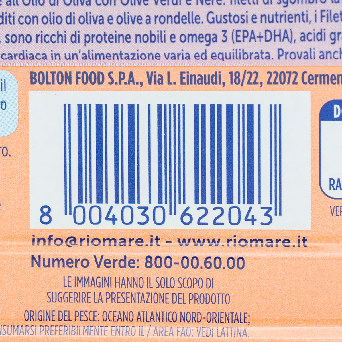 Fileuri de macrou la grătar cu măsline Rio Mare, 120 g