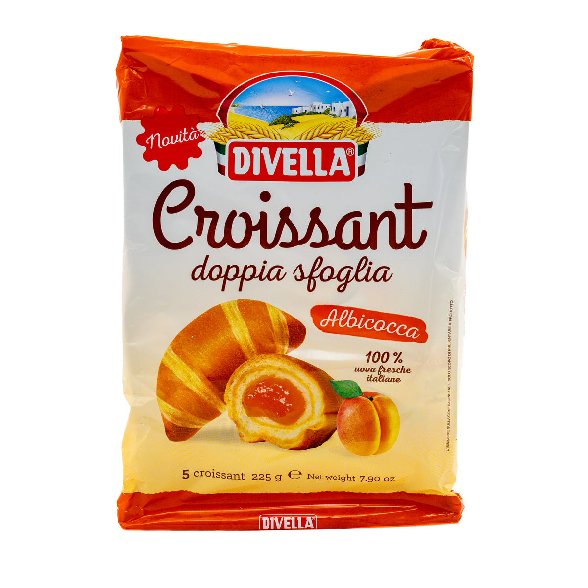 Croissante Doppia Sfoglia cu caise Divella, 5 bucăți, 225 g