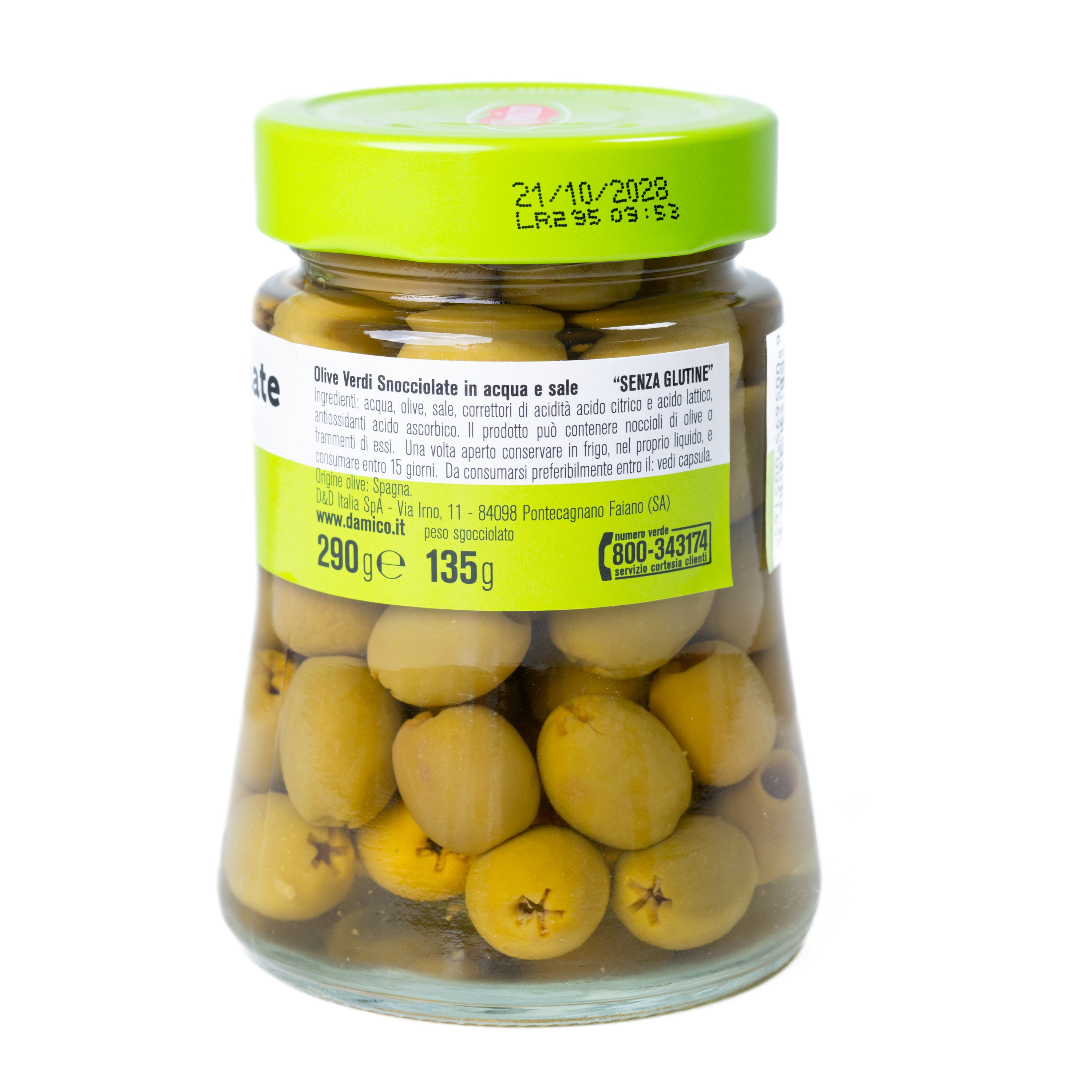 Măsline verzi fără sâmburi D'Amico, 290 g