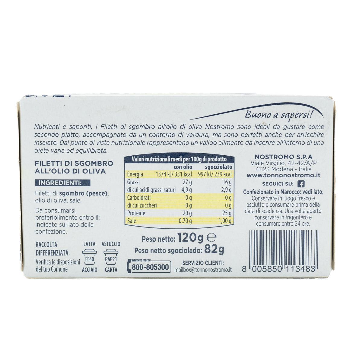Fileuri de macrou Nostromo în ulei de măsline, 120 g