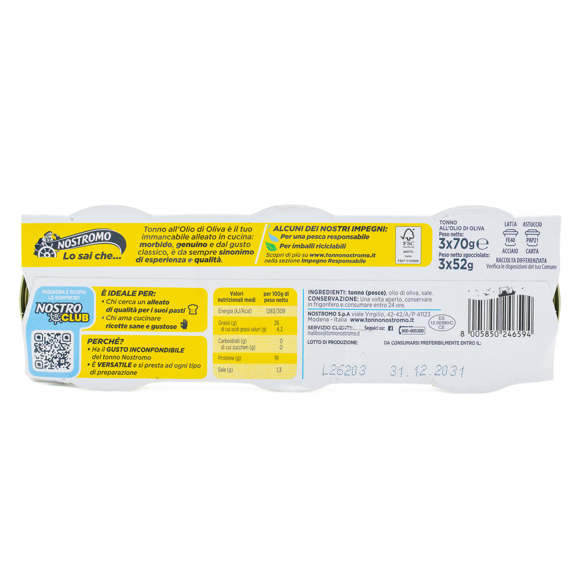 Ton Nostromo în ulei de măsline, 3 × 70 g