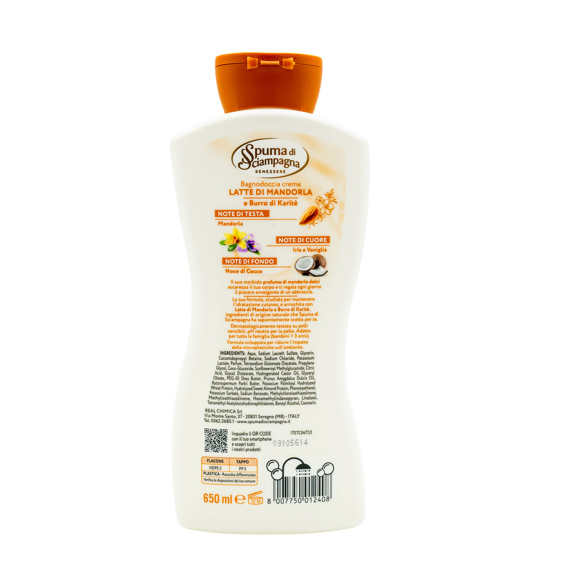 Gel de duș cremă Spuma di Sciampagna cu lapte de migdale și unt de shea, 650 ml