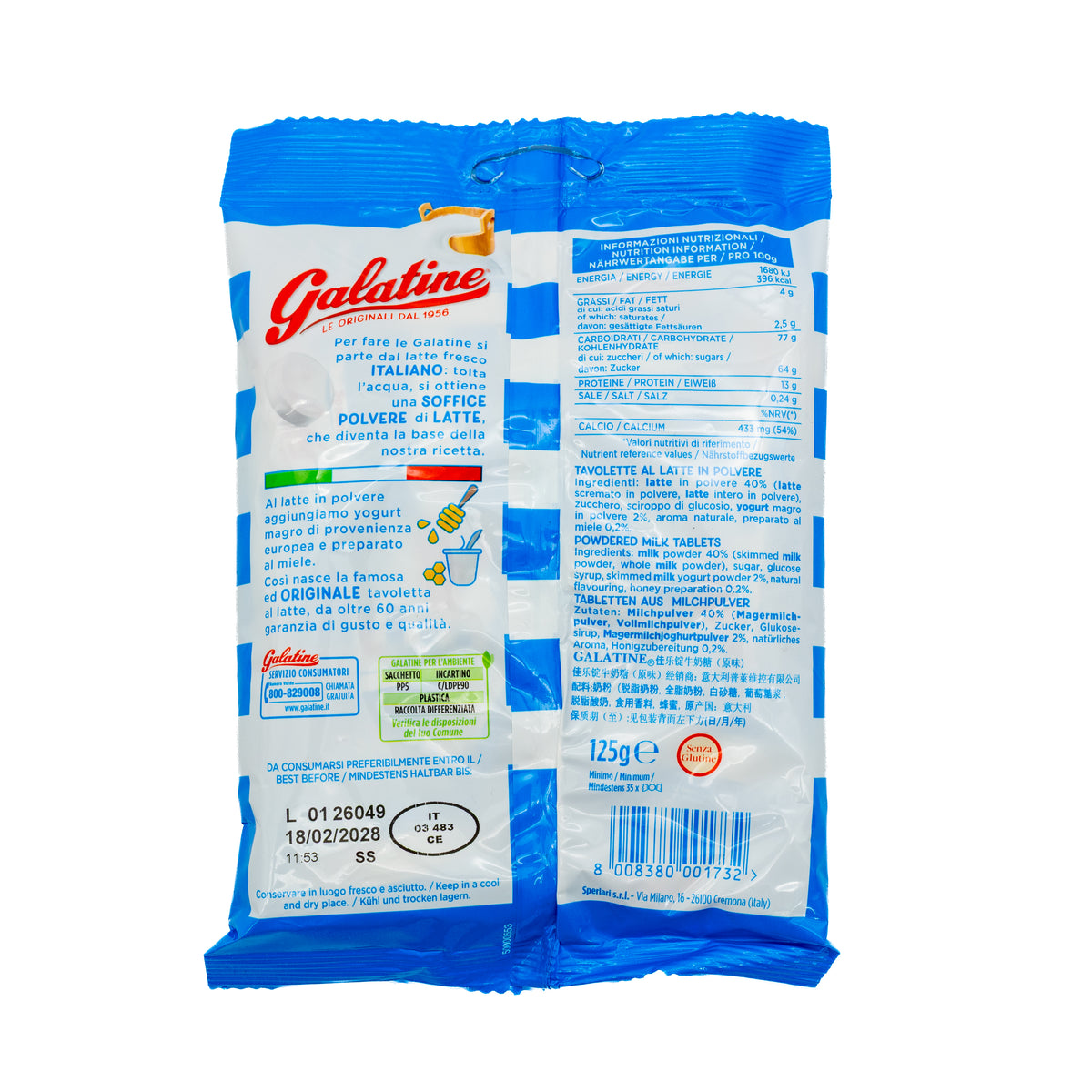 Bomboane cu lapte Galatine Sperlari, 125 g