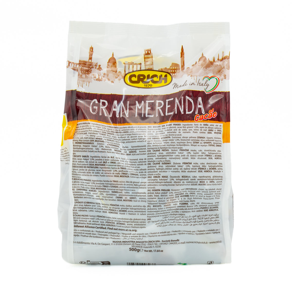 Biscuiți Gran Merenda cu cacao Crich, 500 g