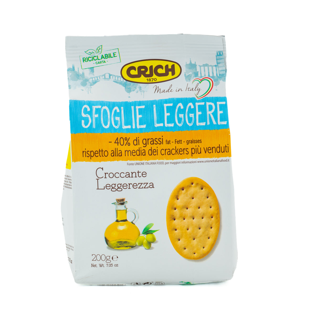 Crackers Sfoglie Leggere cu ulei de măsline extravirgin Crich, 200 g