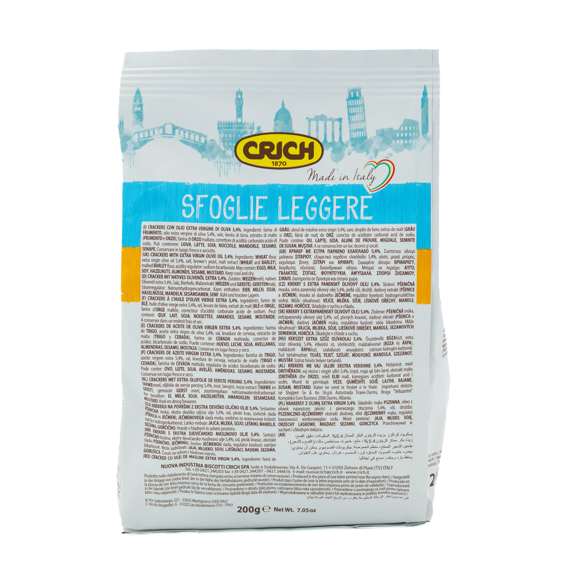Crackers Sfoglie Leggere cu ulei de măsline extravirgin Crich, 200 g