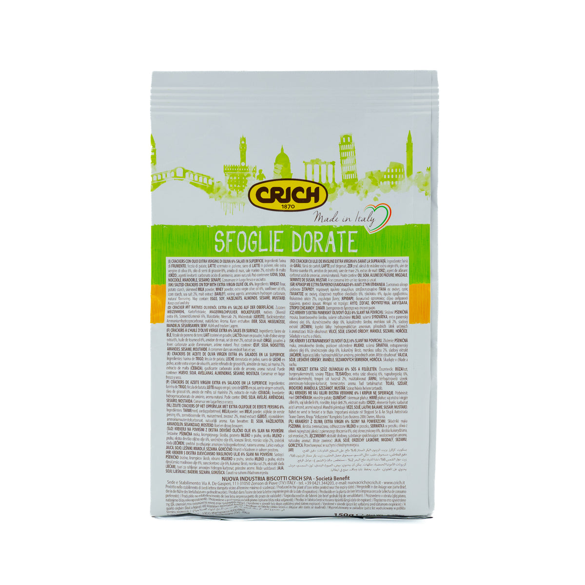 Crackers Sfoglie Dorate cu ulei de măsline extravirgin Crich, 150 g
