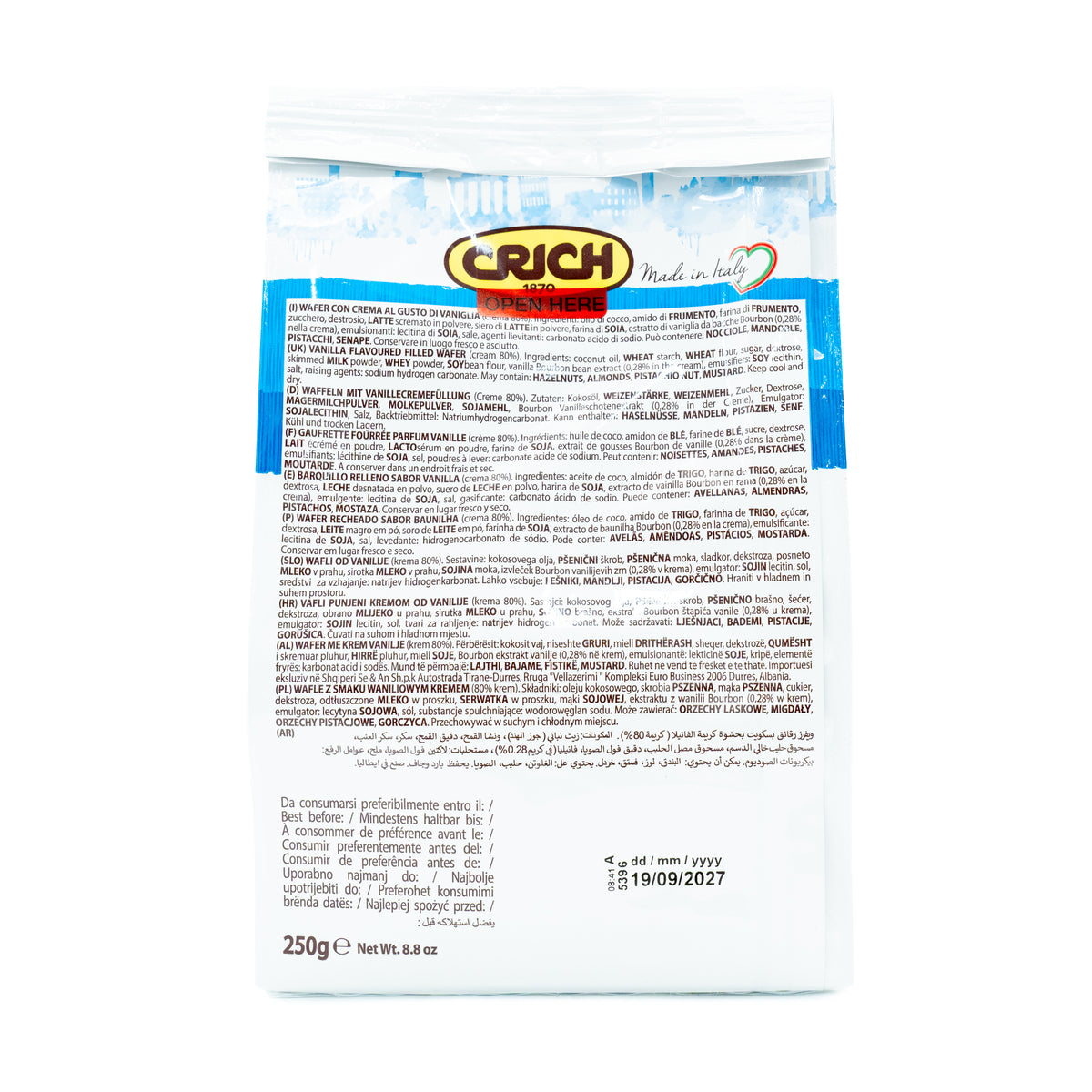 Napolitane cu cremă de vanilie Crich, 250 g