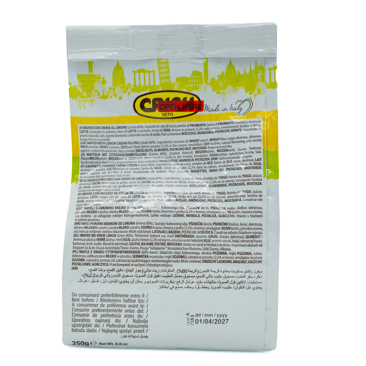 Napolitane cu cremă de lămâie Crich, 250 g