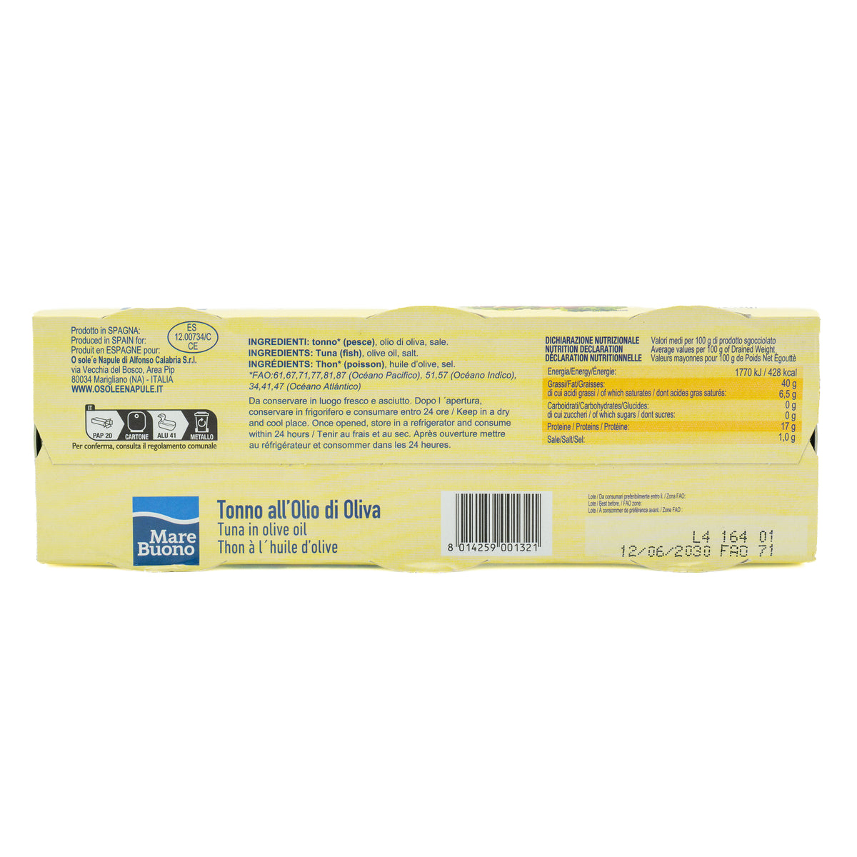 Ton Mare Buono în ulei de măsline, 3 × 80 g