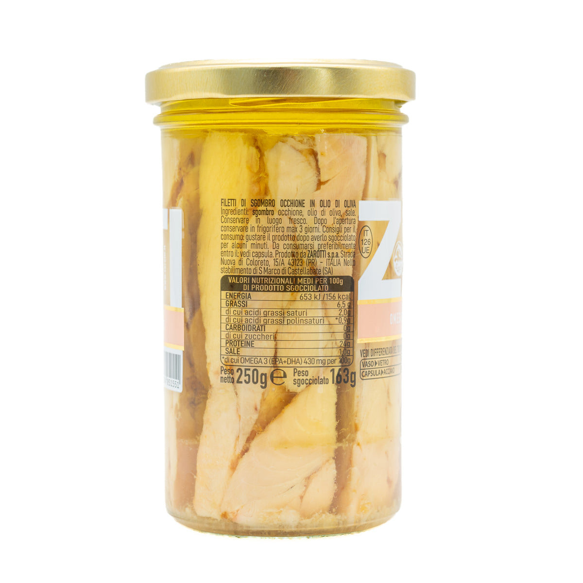 Fileuri de macrou Zarotti în ulei de măsline, 250 g