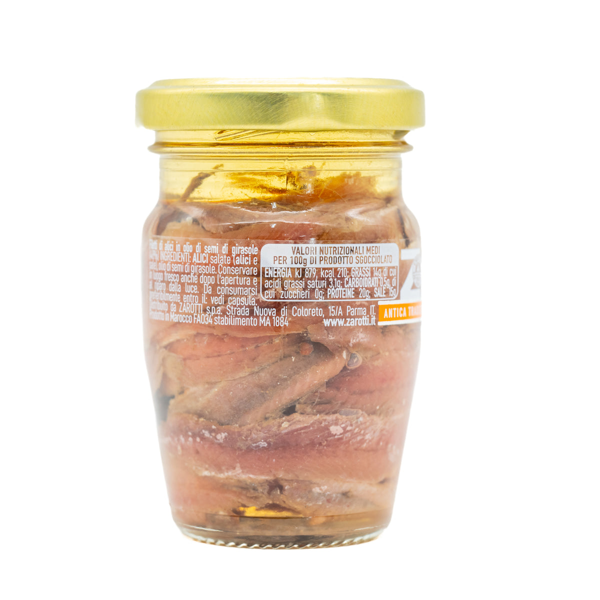 Fileuri de anșoa Zarotti Classici în ulei de floarea-soarelui, 80 g