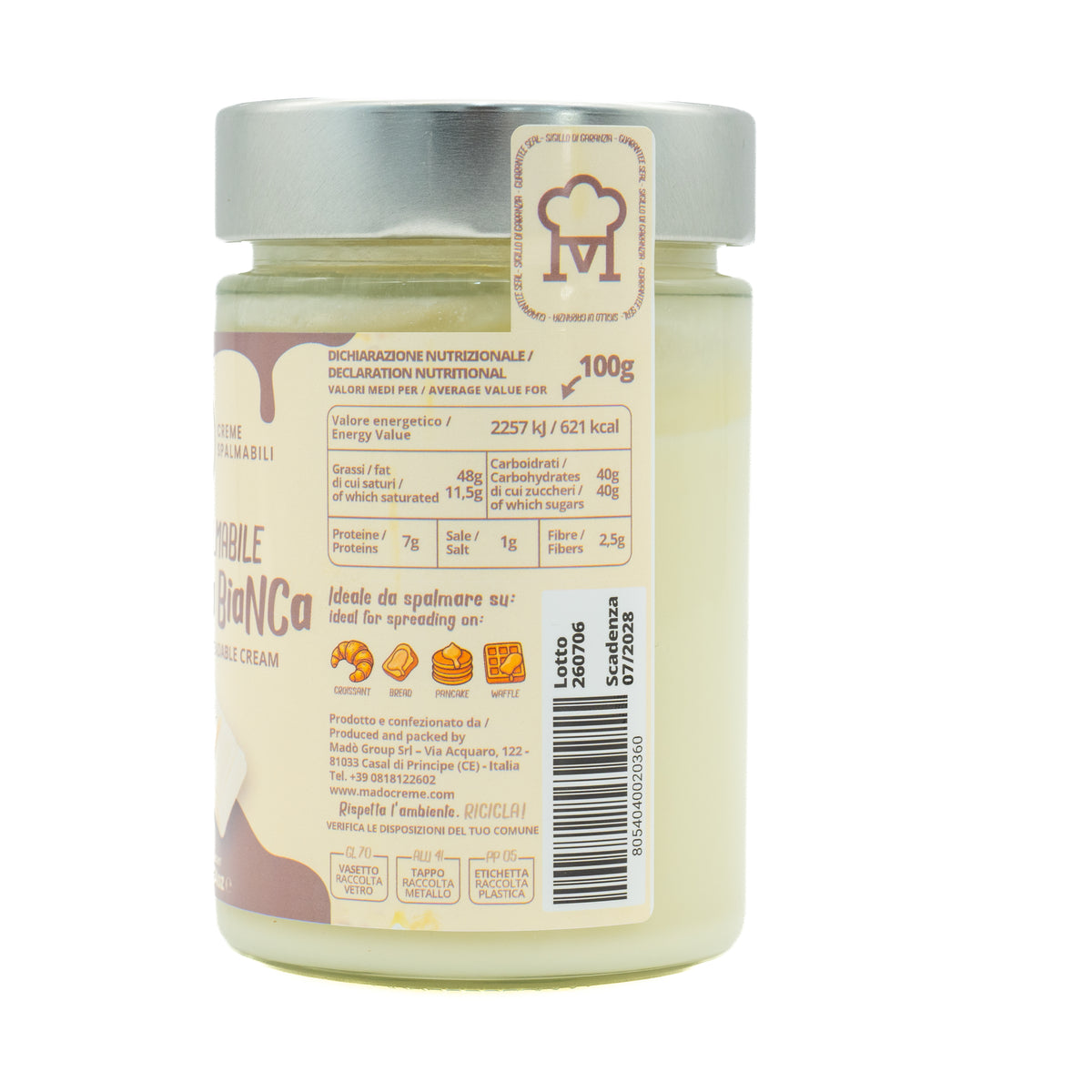 Cremă tartinabilă Cioccolata Bianca Madò, 350 g