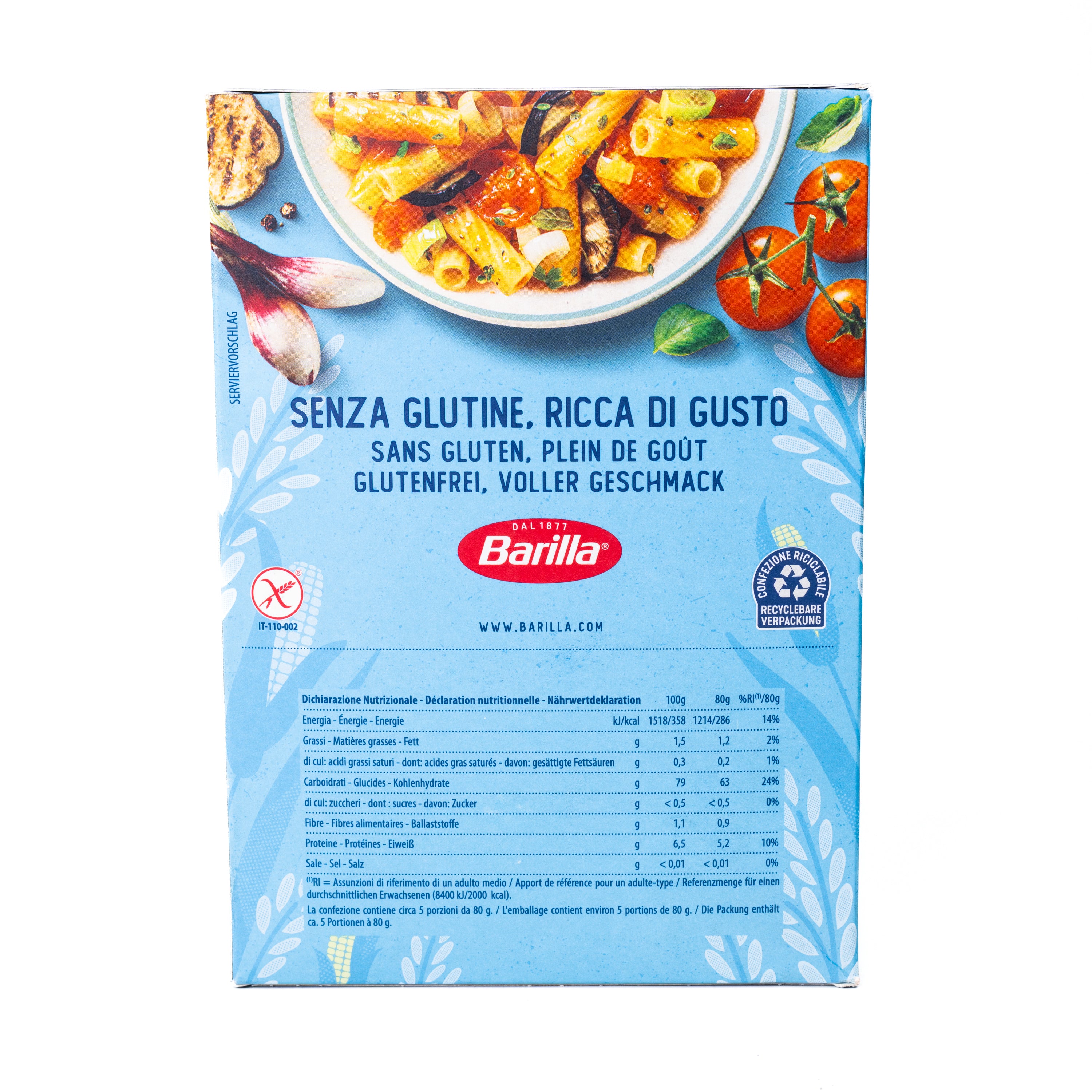 Tortiglioni fără gluten Barilla, 400 g