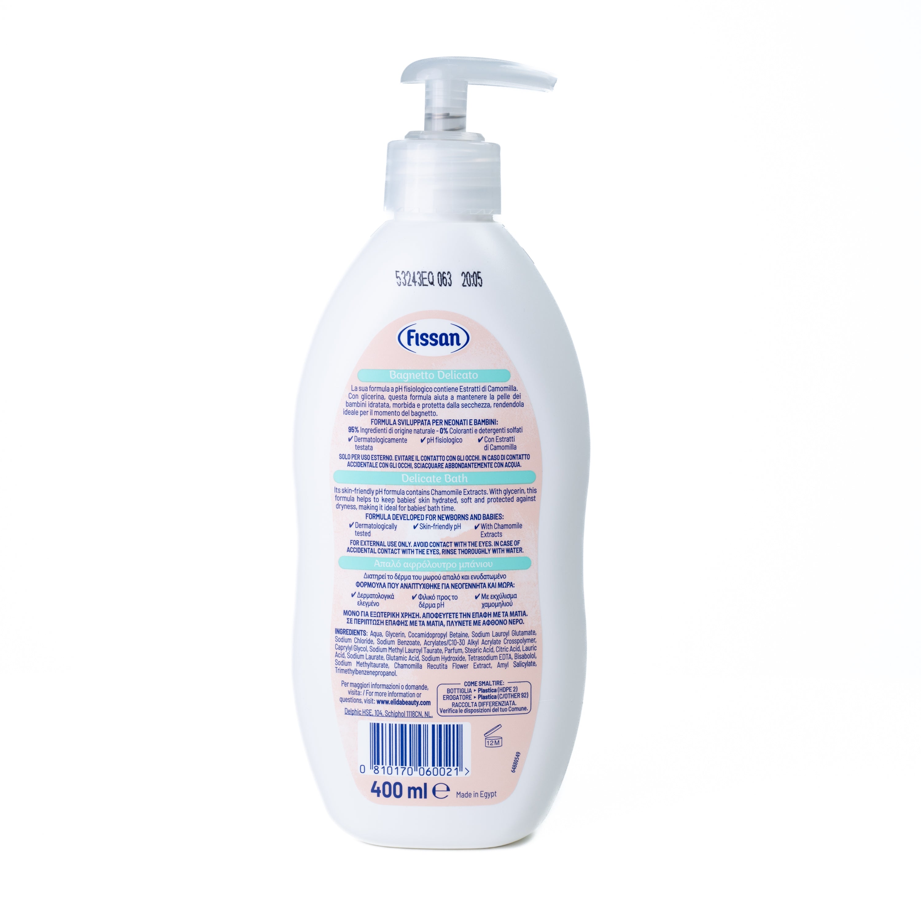 Gel delicat pentru baie Fissan, 400 ml
