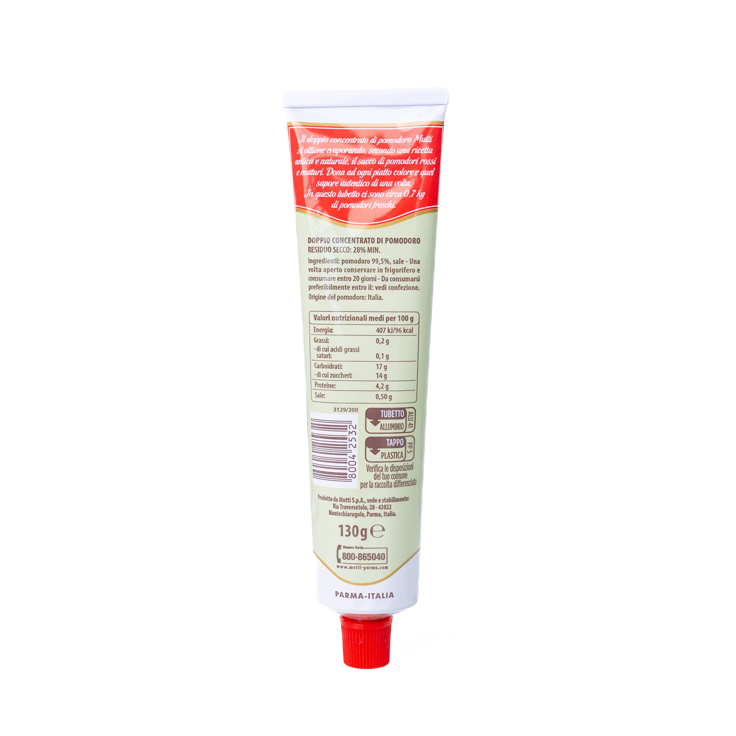 Dublu concentrat de roșii tub Mutti, 130 g