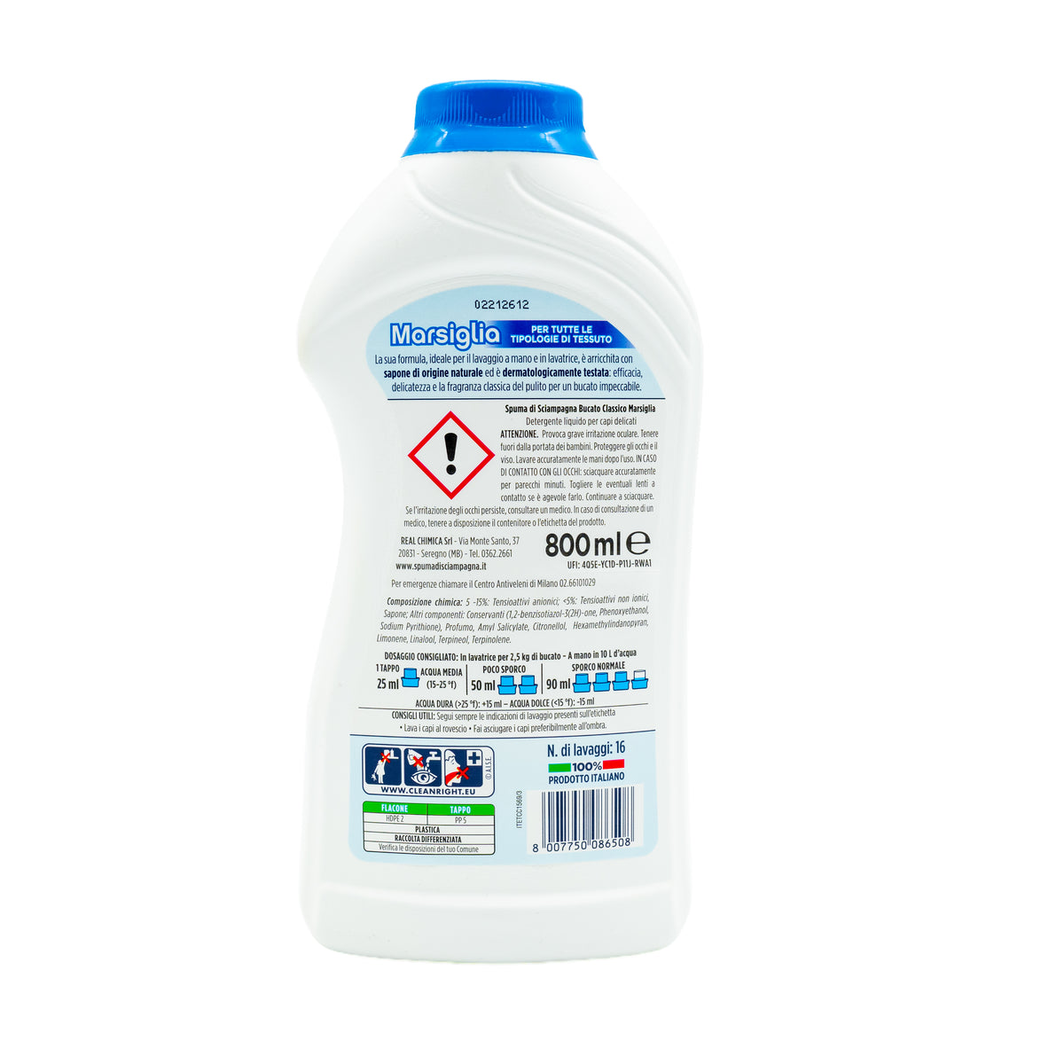 Detergent lichid de rufe Spuma di Sciampagna Marsiglia, 16 spălări, 800 ml