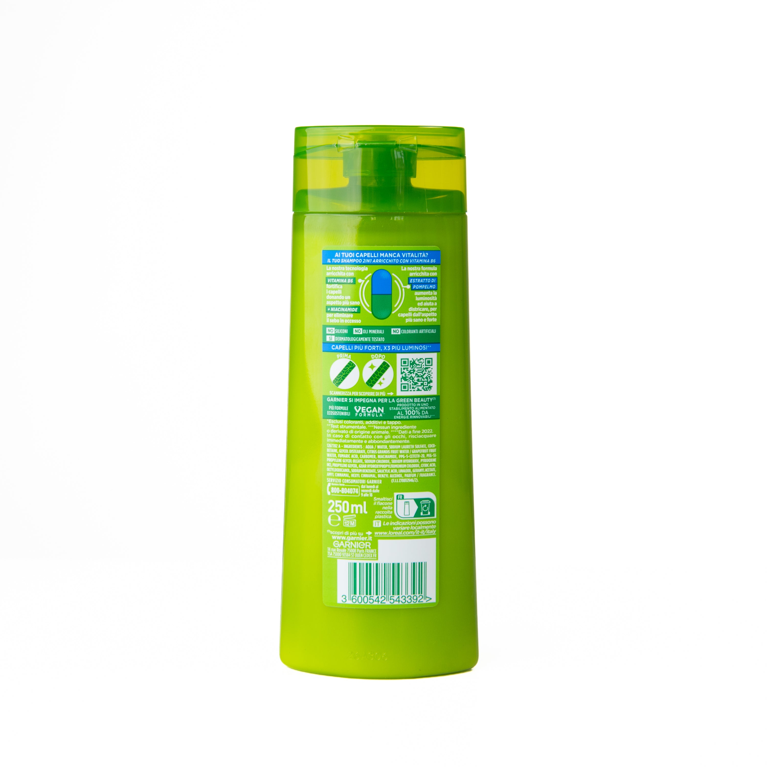 Șampon 2 în 1 Fructis pentru păr normal Garnier, 250 ml