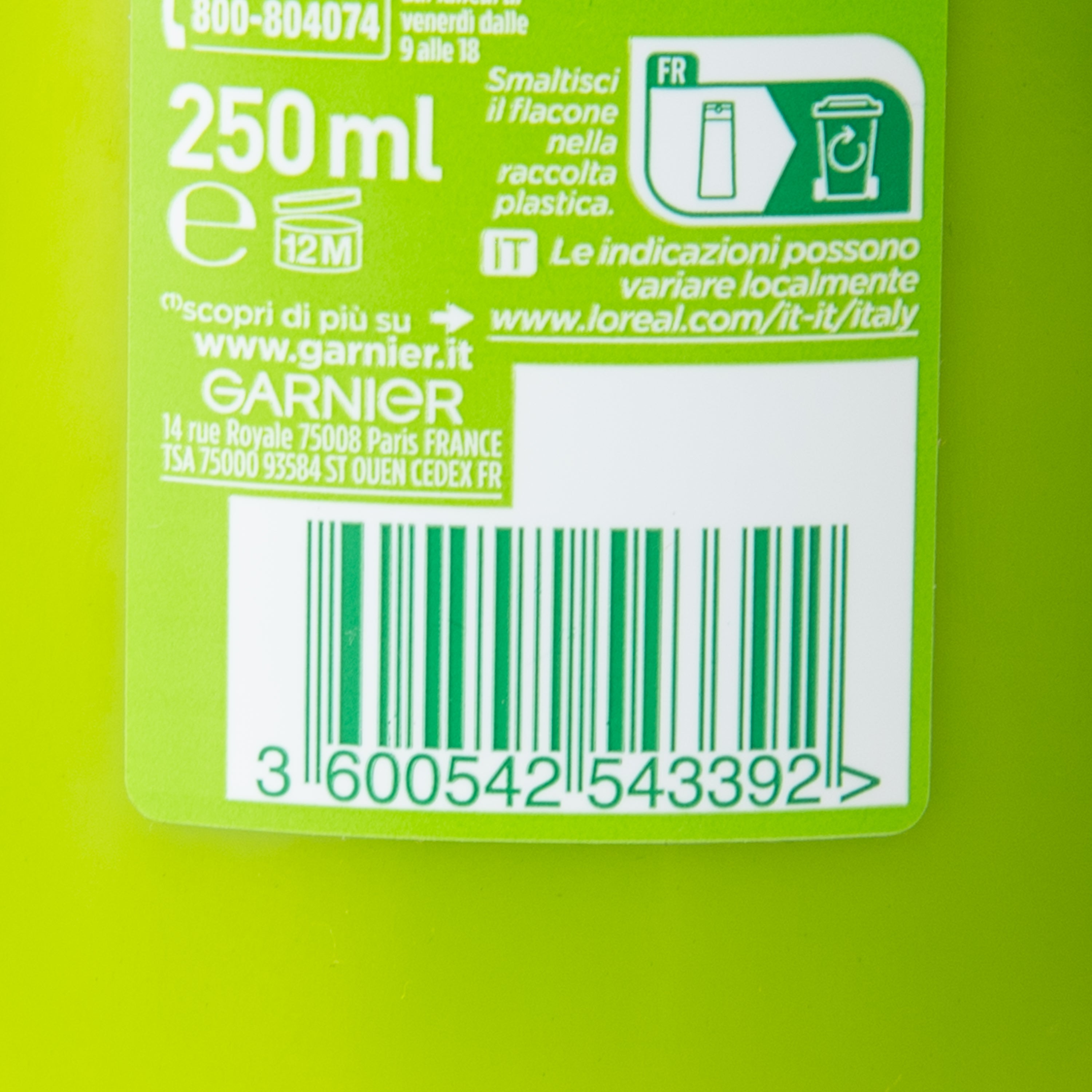 Șampon 2 în 1 Fructis pentru păr normal Garnier, 250 ml