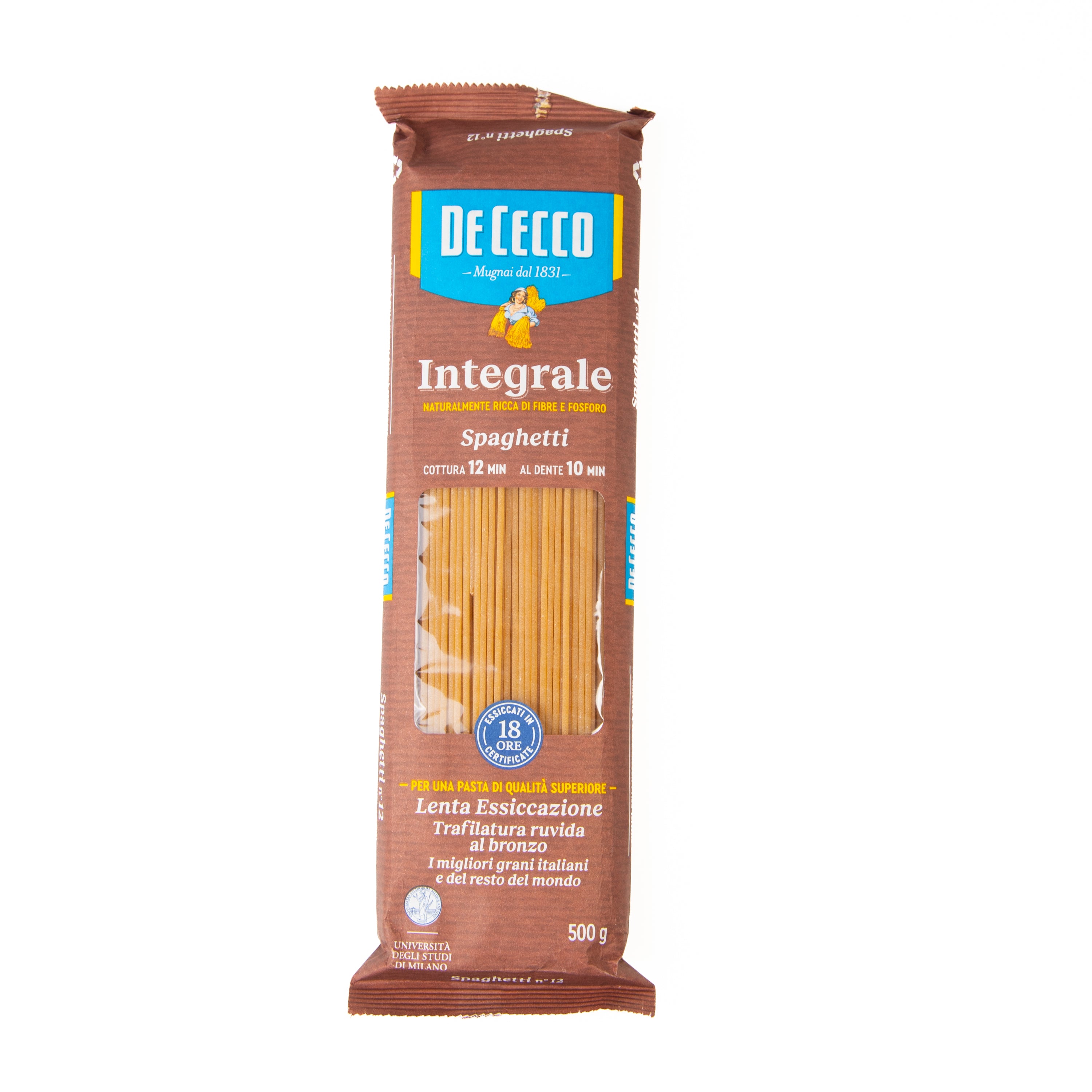 Spaghete integrale nr. 12 De Cecco, 500 g