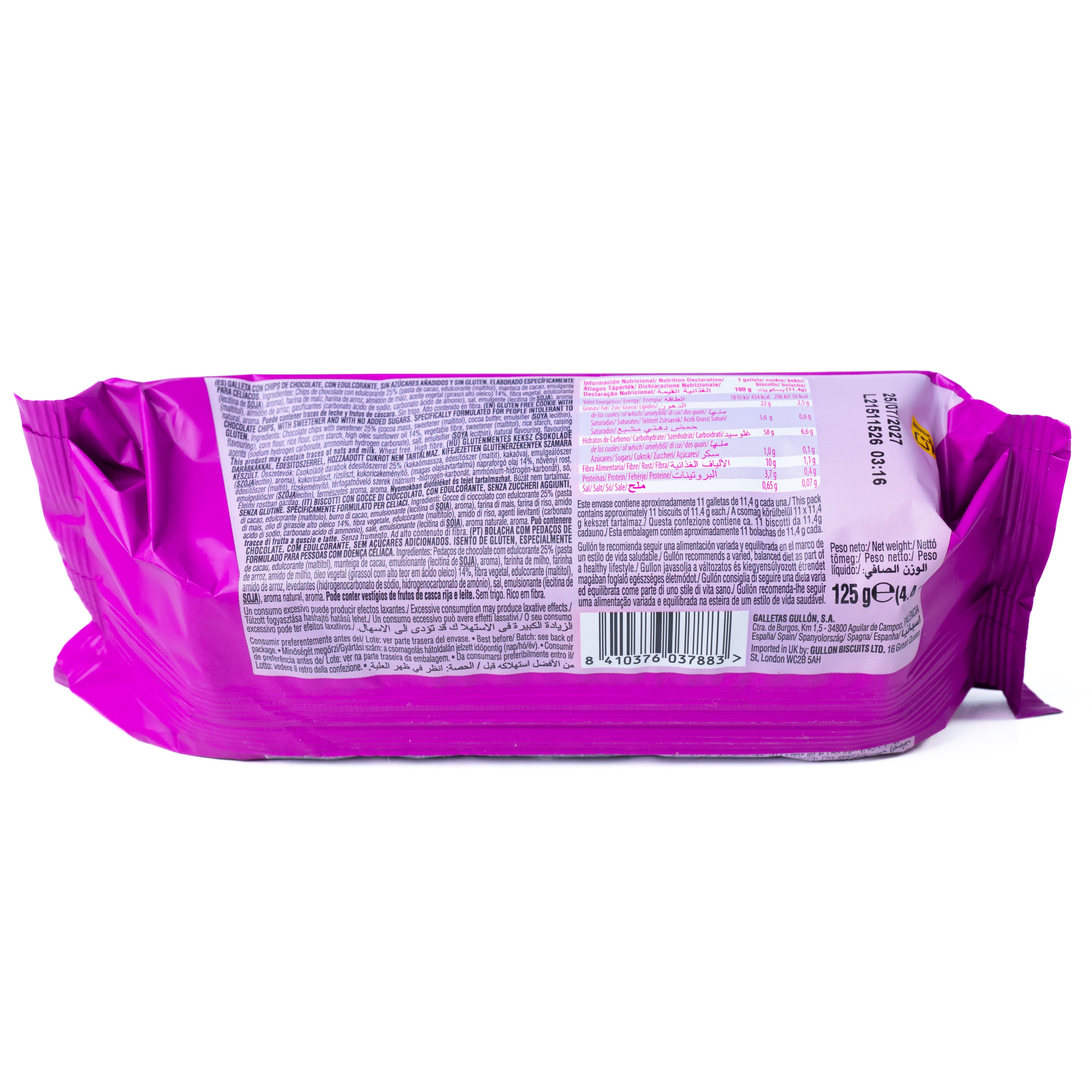 Biscuiți Choco Chips fără gluten Gullón, 130 g