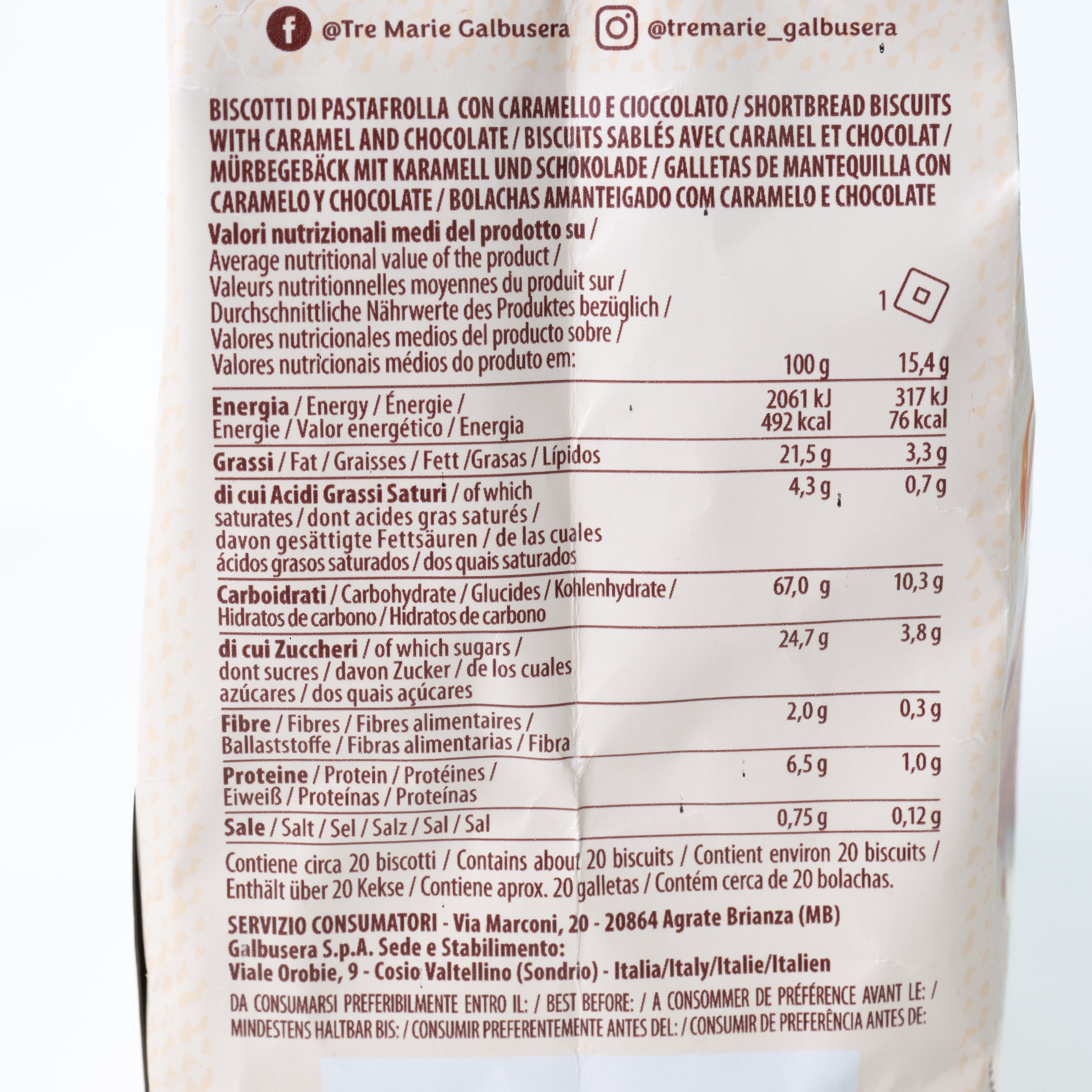 Biscuiți cu caramel și picături de ciocolată Tre Marie, 315 g