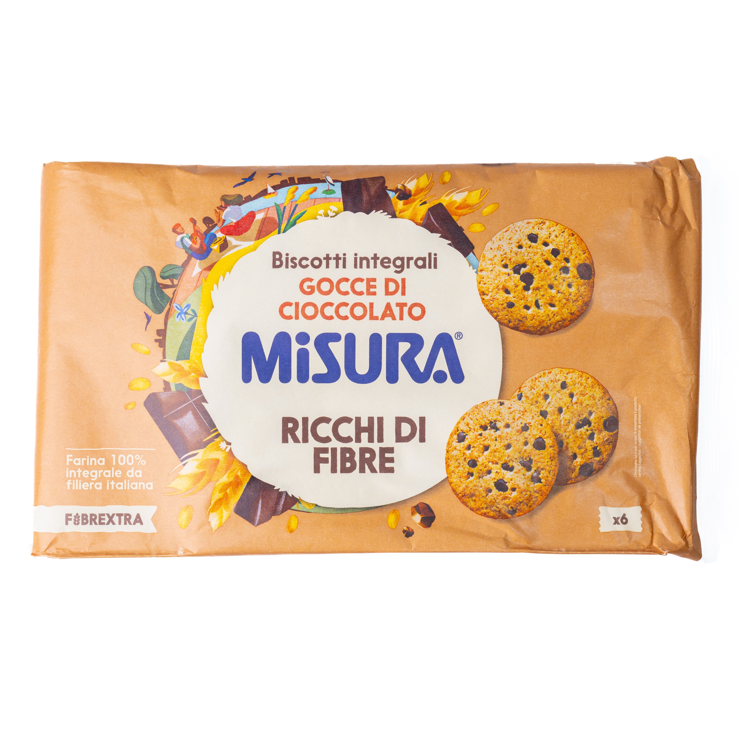 Biscuiți integrali cu picături de ciocolată Fibrextra Misura, 280 g