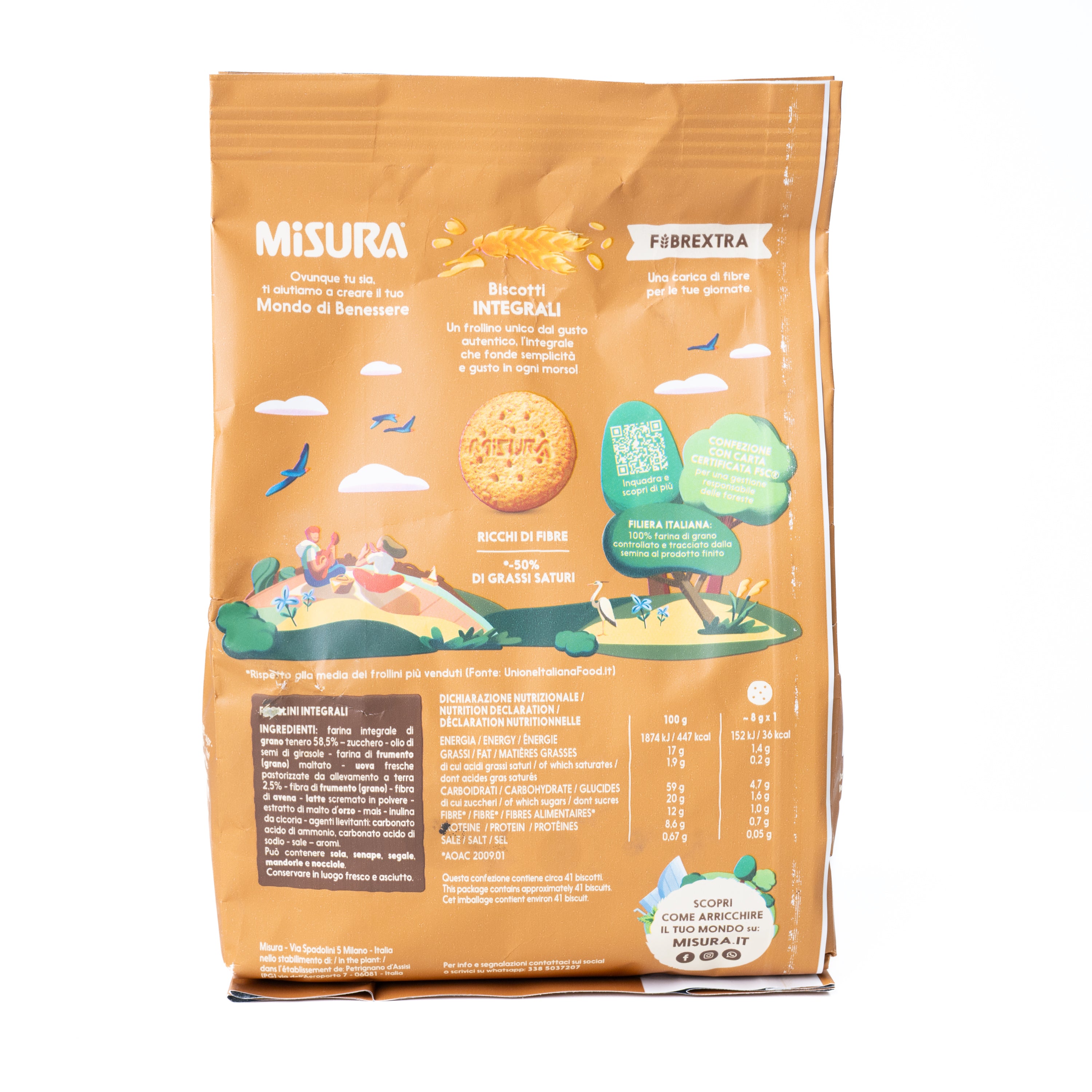 Biscuiți integrali Fibraextra Misura, 330 g