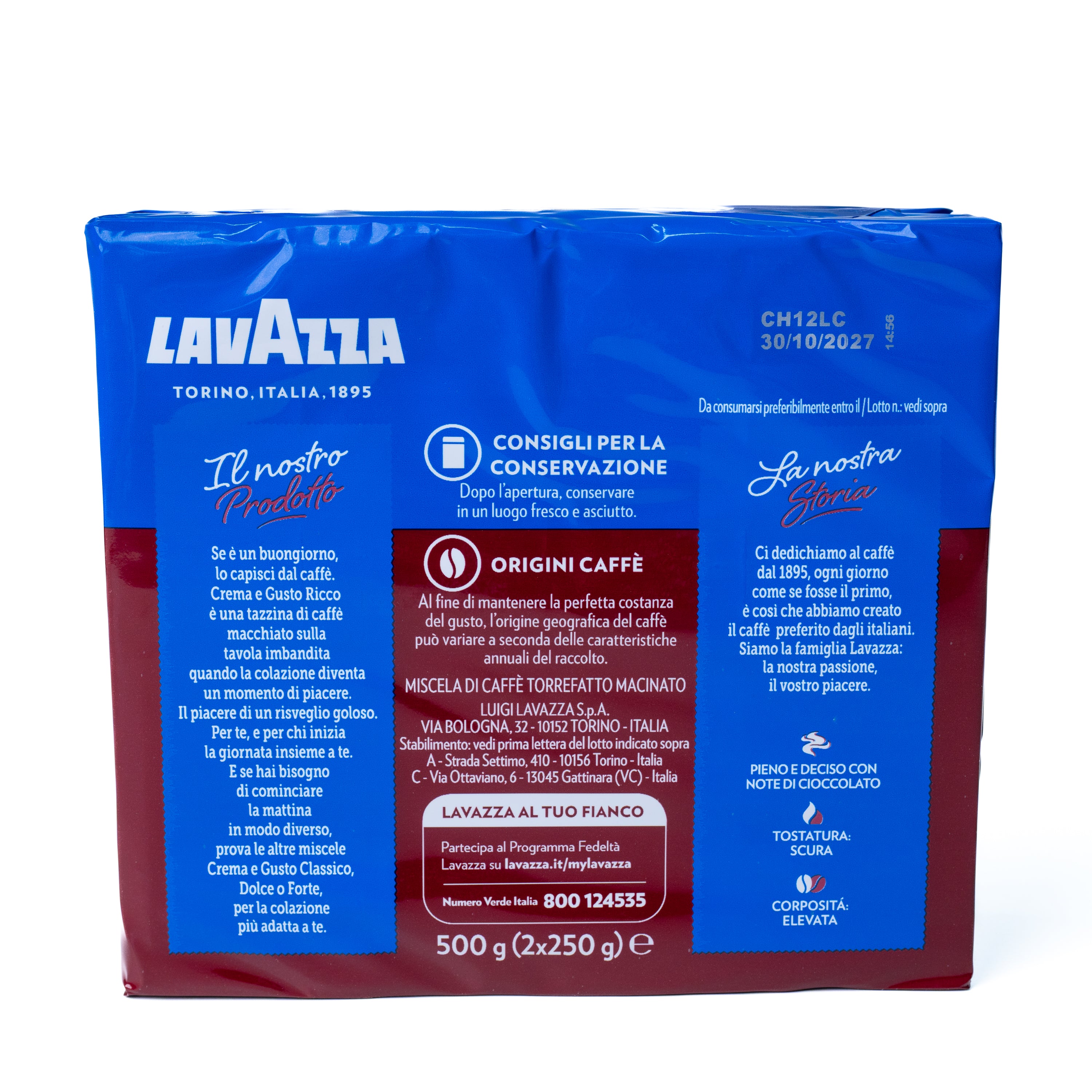 Cafea măcinată Crema e Gusto Ricco Lavazza, 2 x 250 g