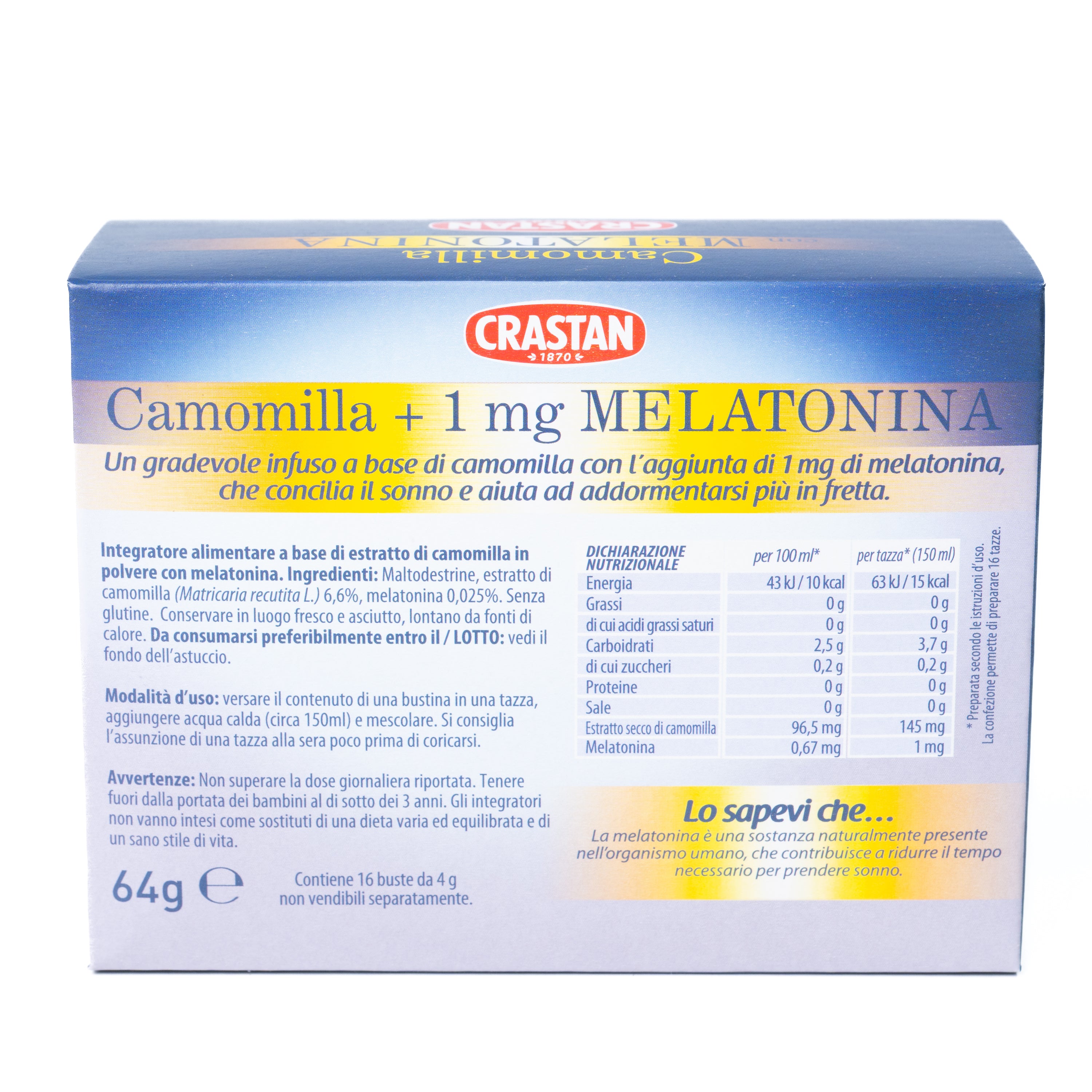 Ceai de mușețel cu melatonină Crastan, 64 g