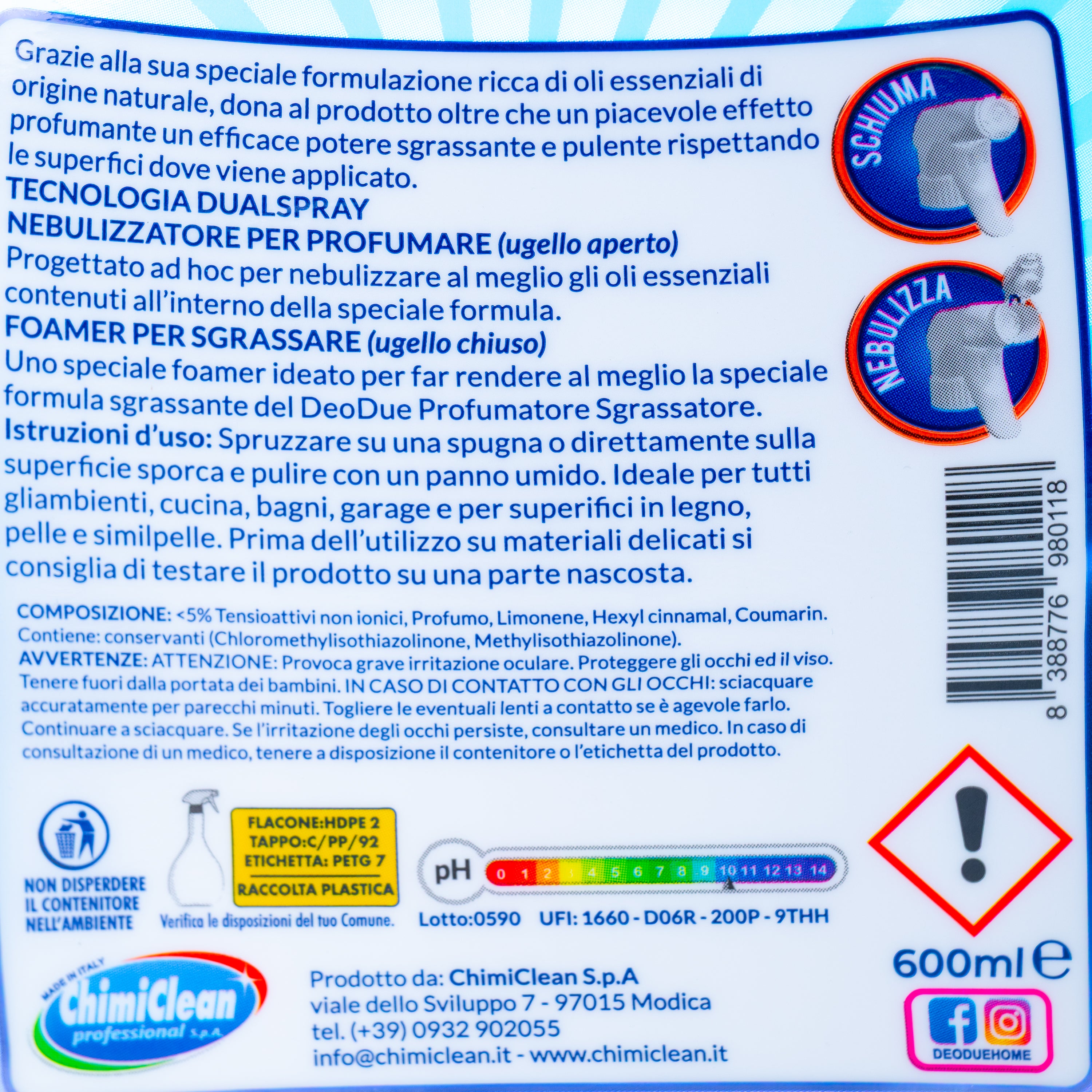 Degresant parfumat Azzurro Deo Due, 600 ml