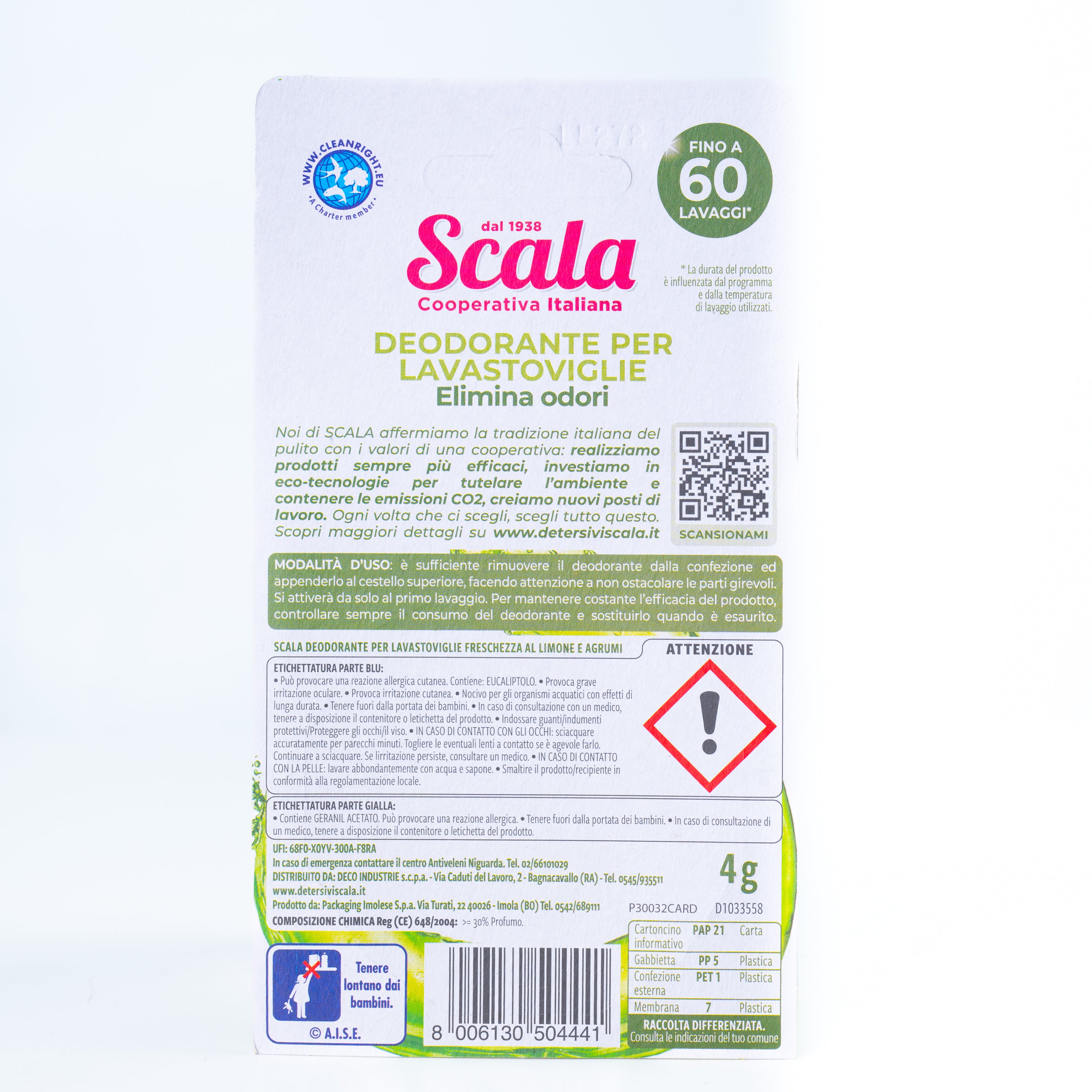 Deodorant pentru mașina de spălat vase lămâie Scala, 4 g