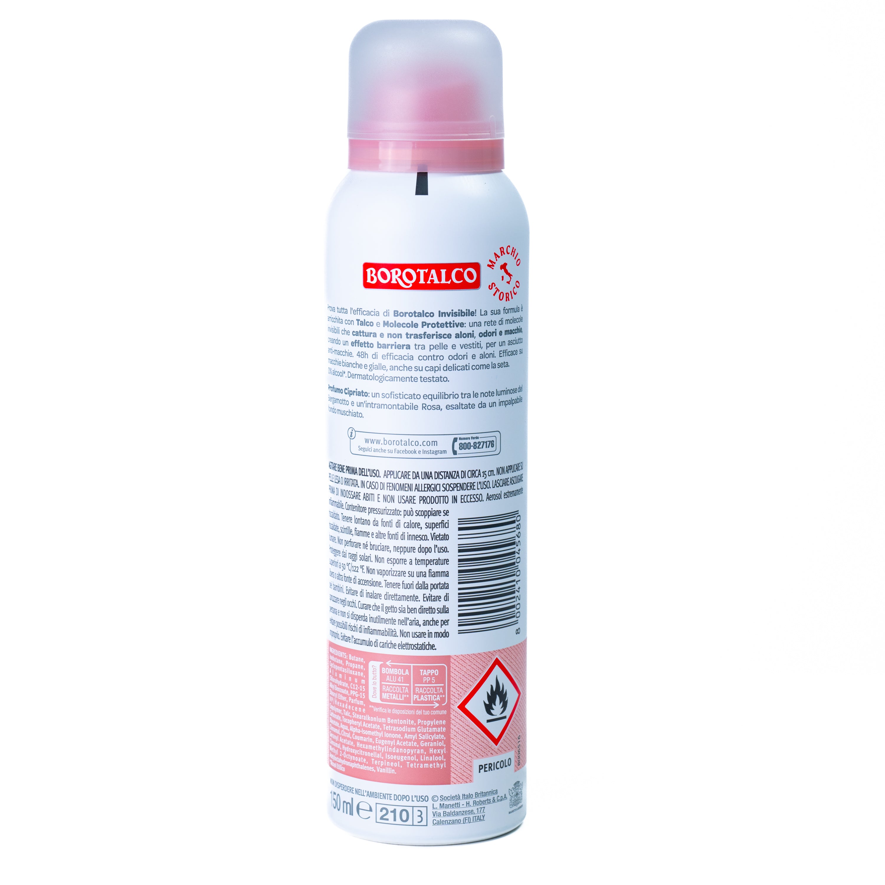 Deodorant spray Borotalco Invisible, varianta roz, 150 ml