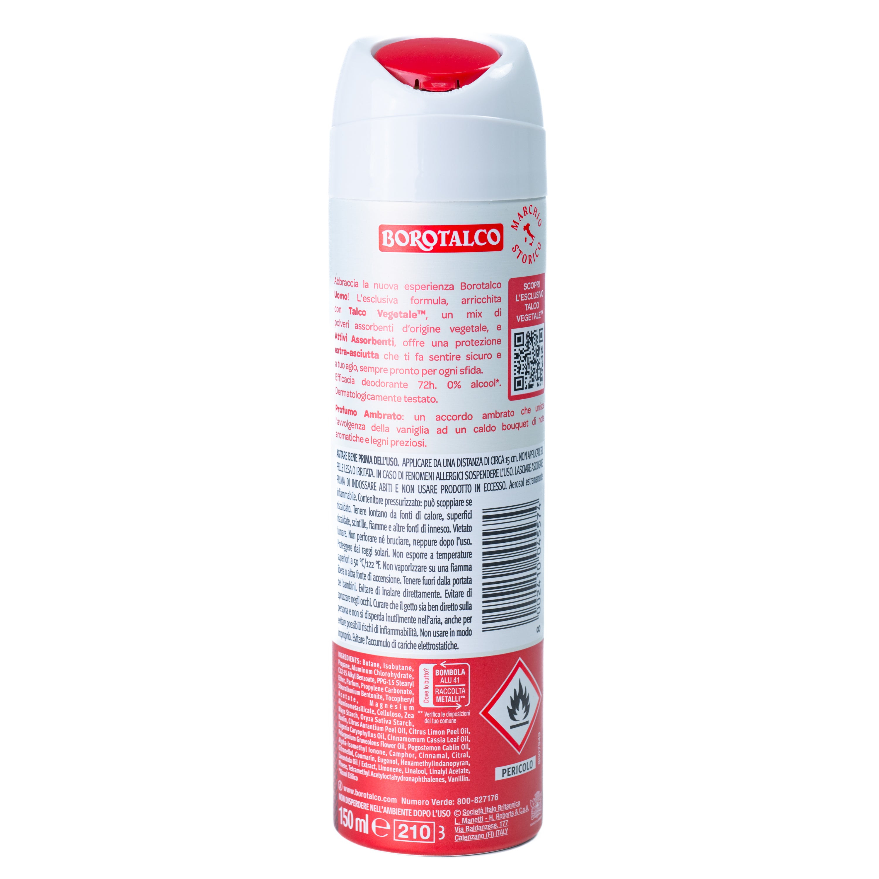 Deodorant spray Borotalco Men, parfum ambrat, 150 ml