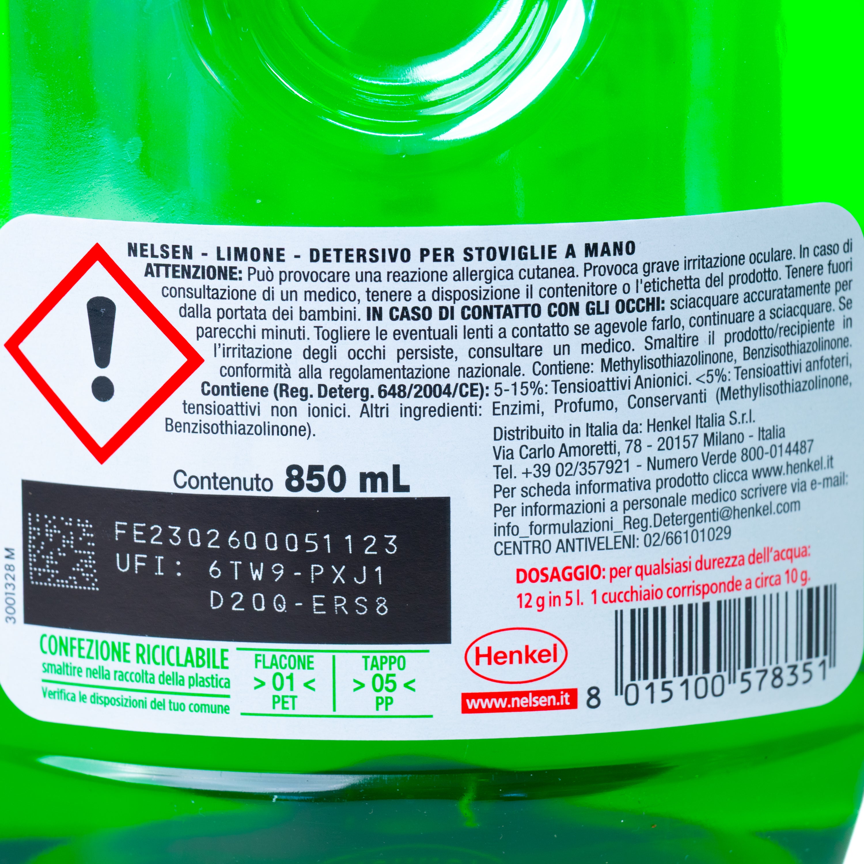 Detergent de vase lămâie Nelsen, 850 ml