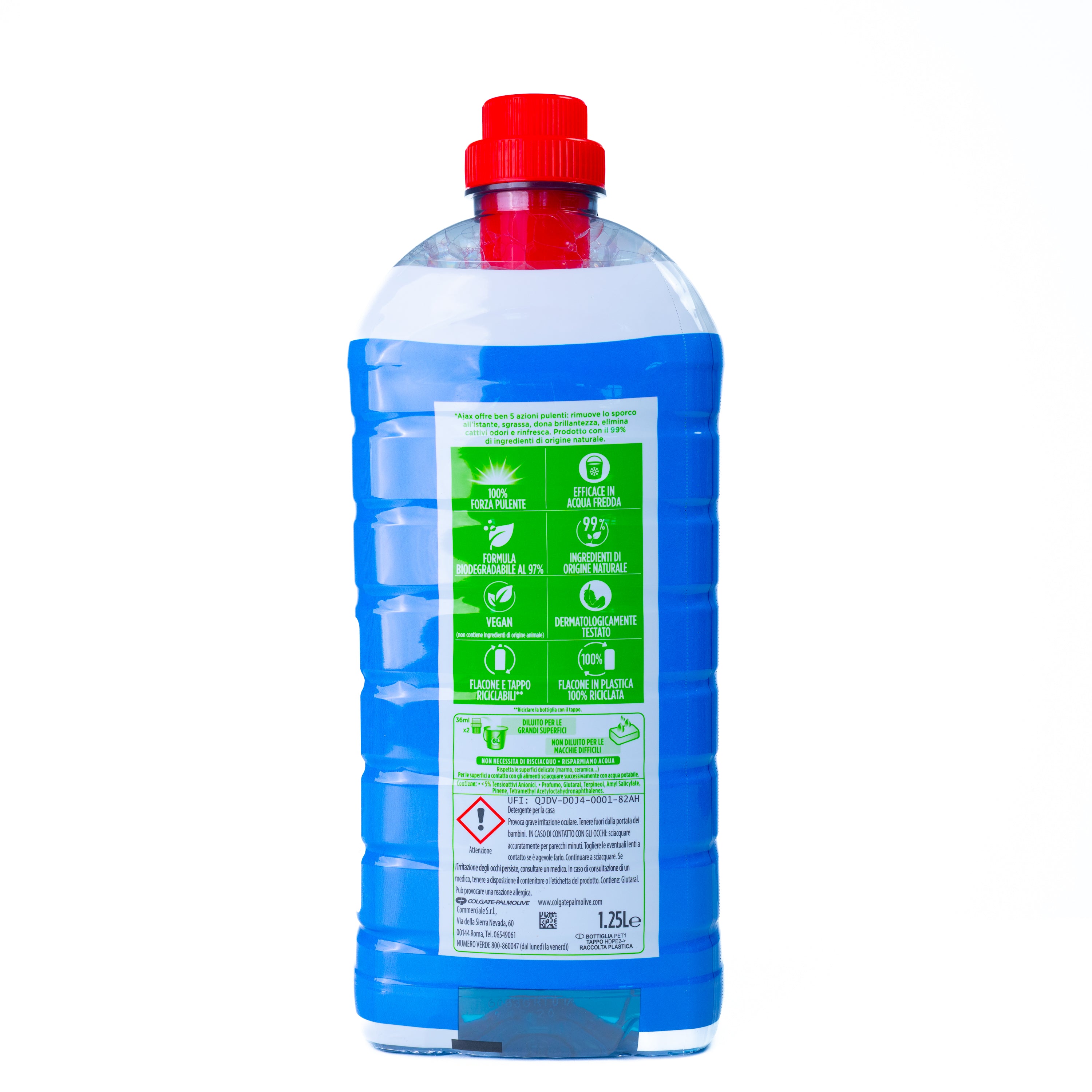 Detergent dezinfectant pentru pardoseli Ajax, fara inalbitori, 1,25 L