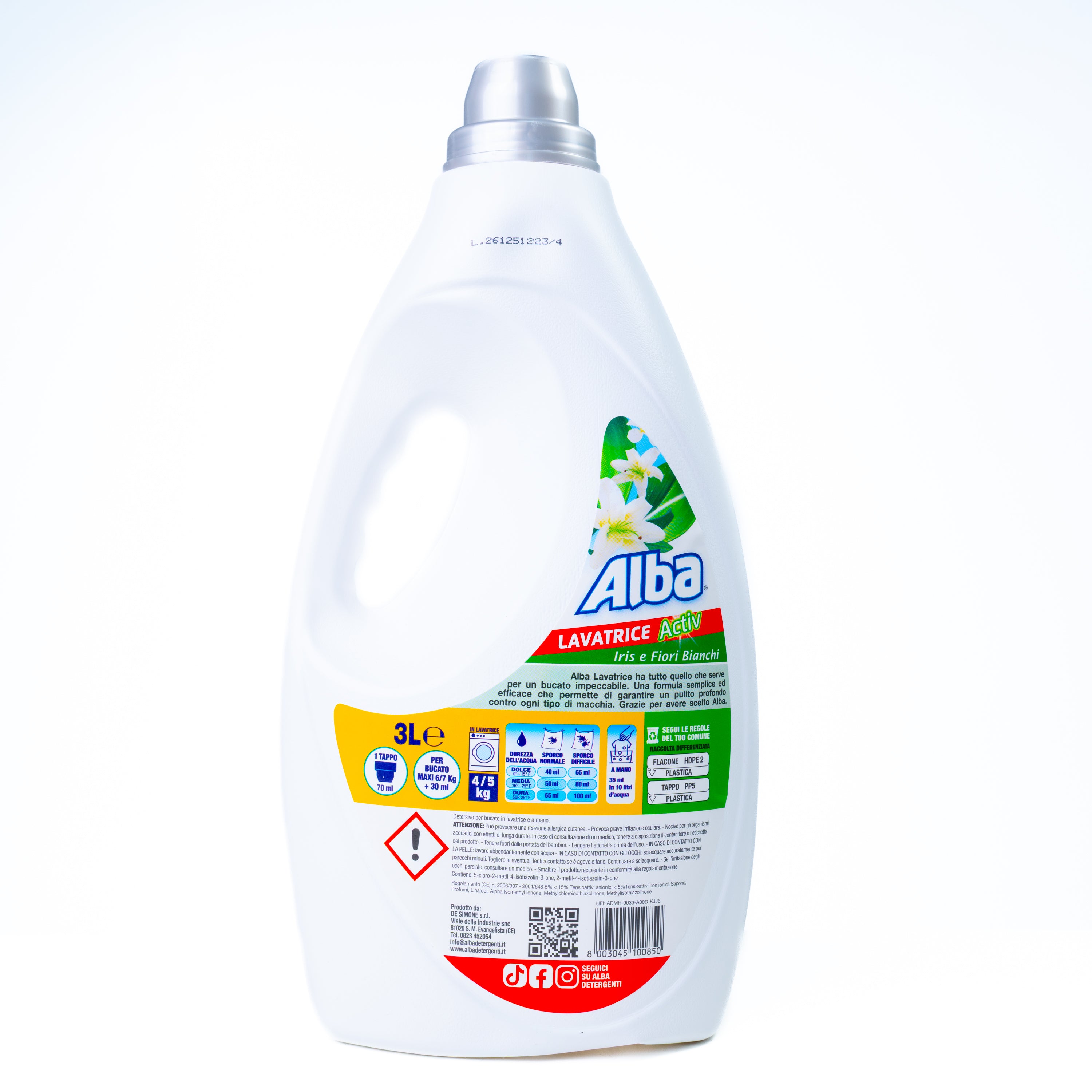 Detergent lichid Alba Activ Iris și Flori Albe, 60 spălări, 3 L