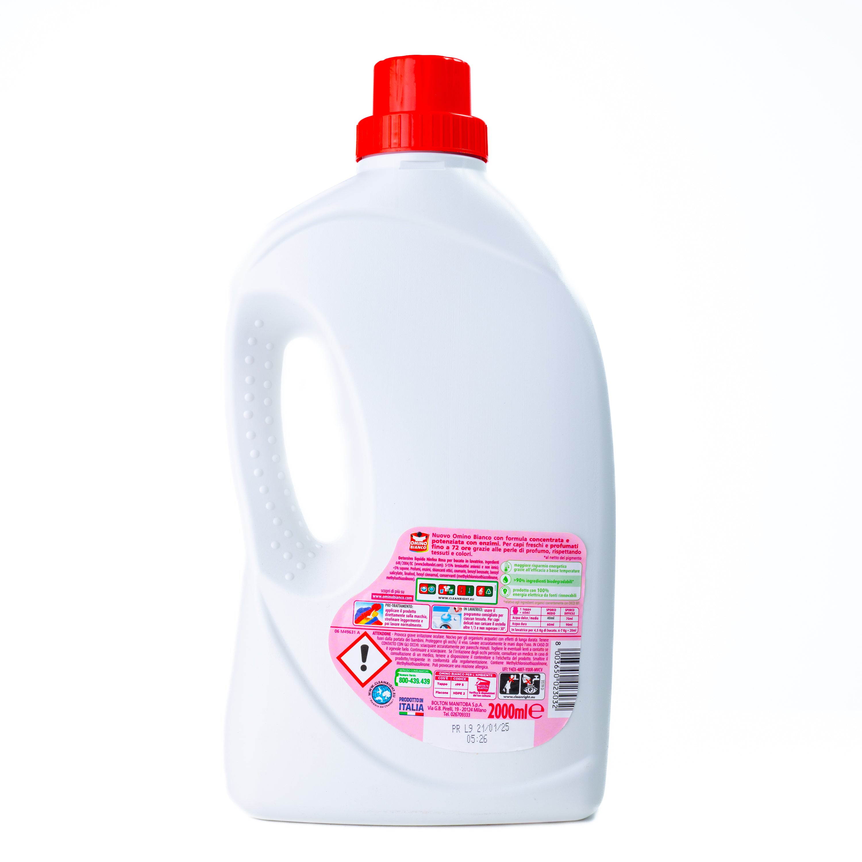 Detergent lichid de rufe nufăr roz Omino Bianco, 2 L