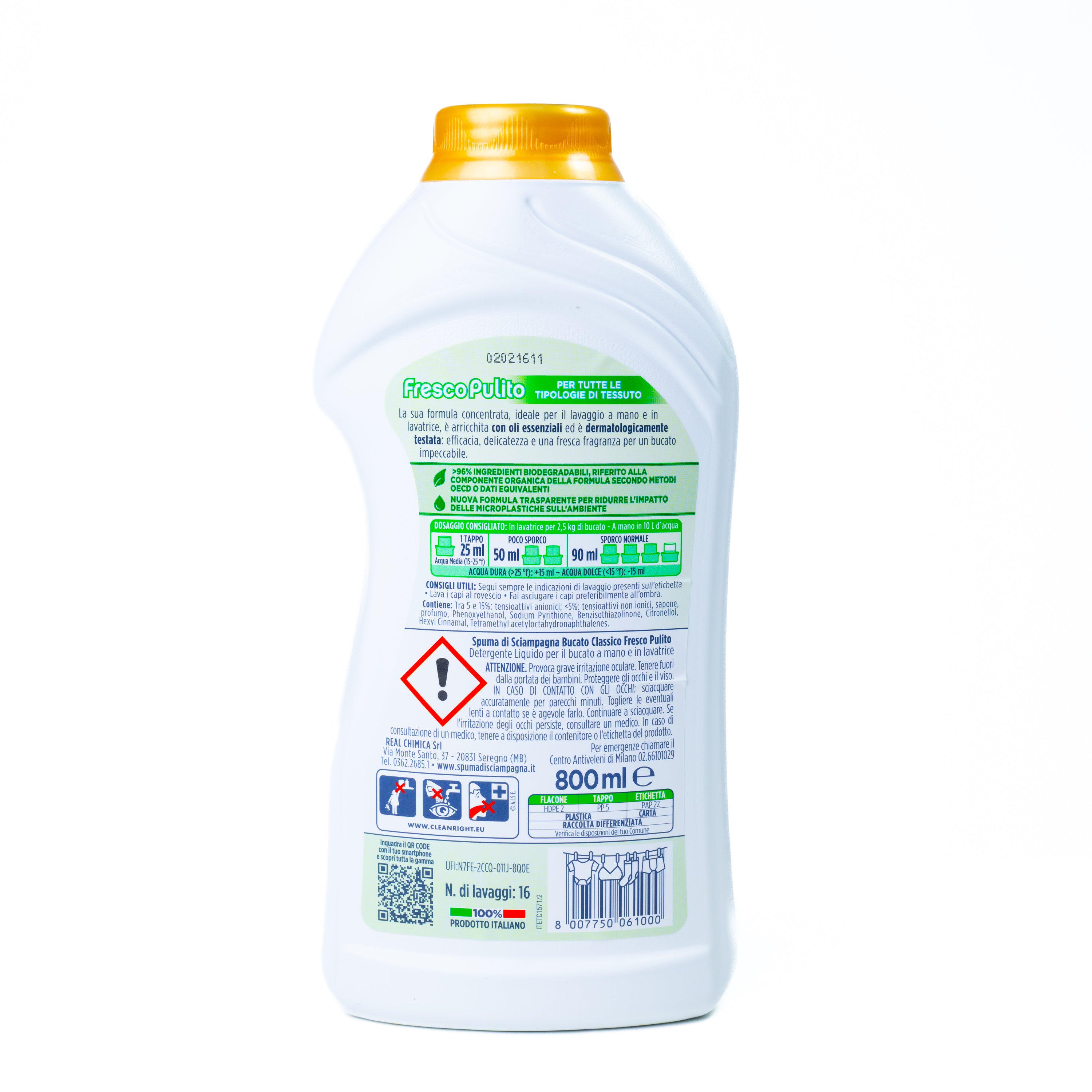Detergent lichid de rufe prospețime curată Spuma di Sciampagna, 800 ml