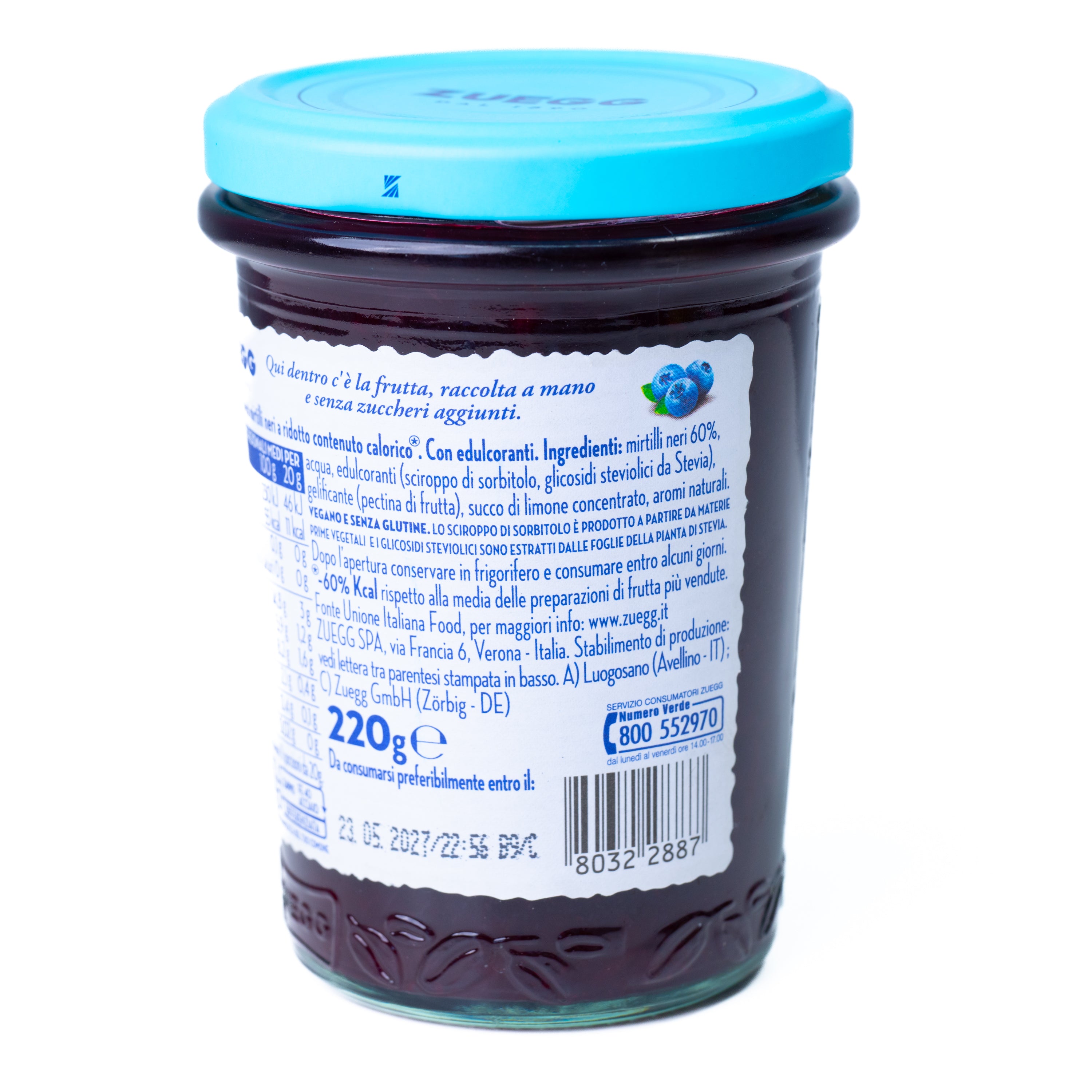 Dulceață Zero de afine Zuegg, 220 g