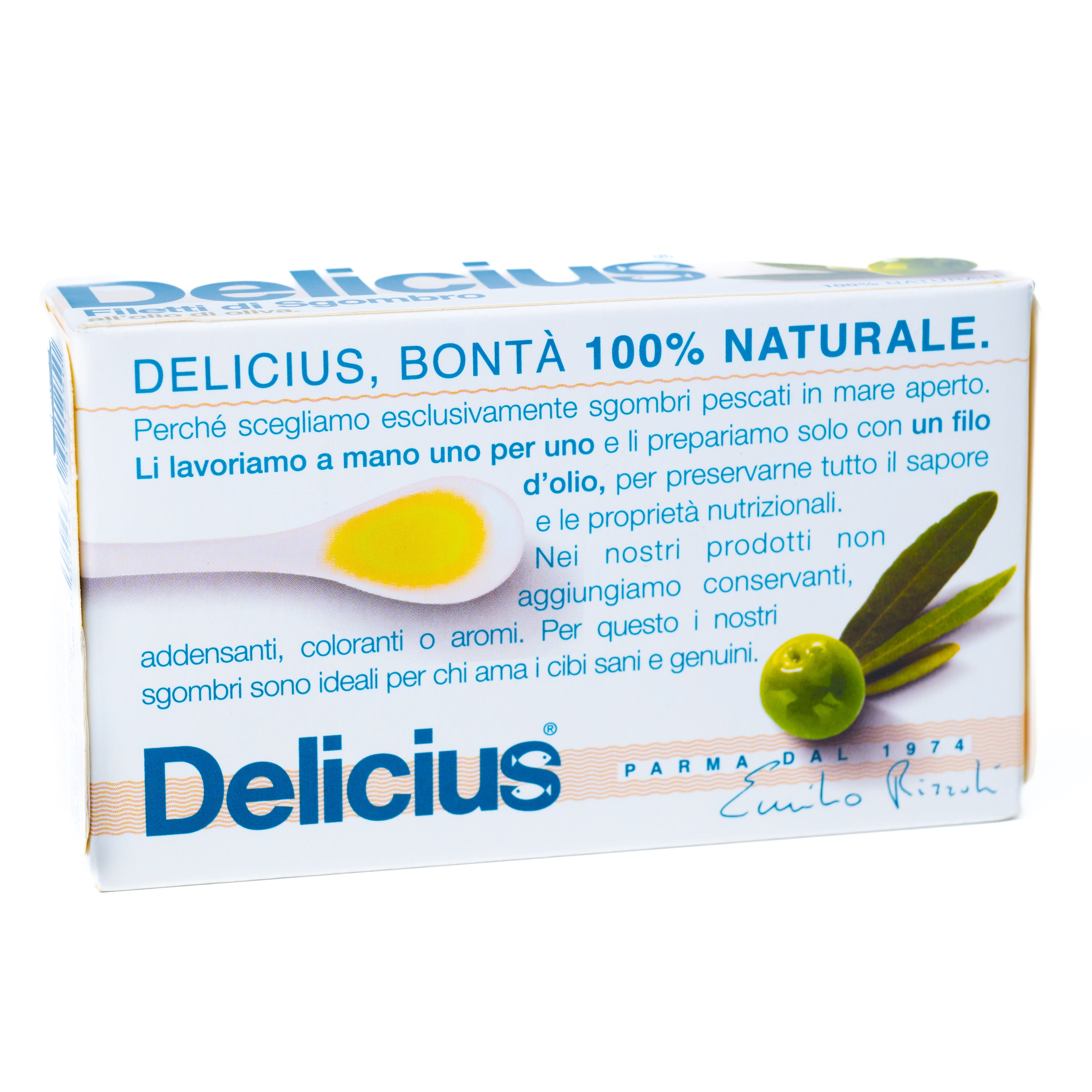 File de macrou în ulei de măsline Delicius, 125 g