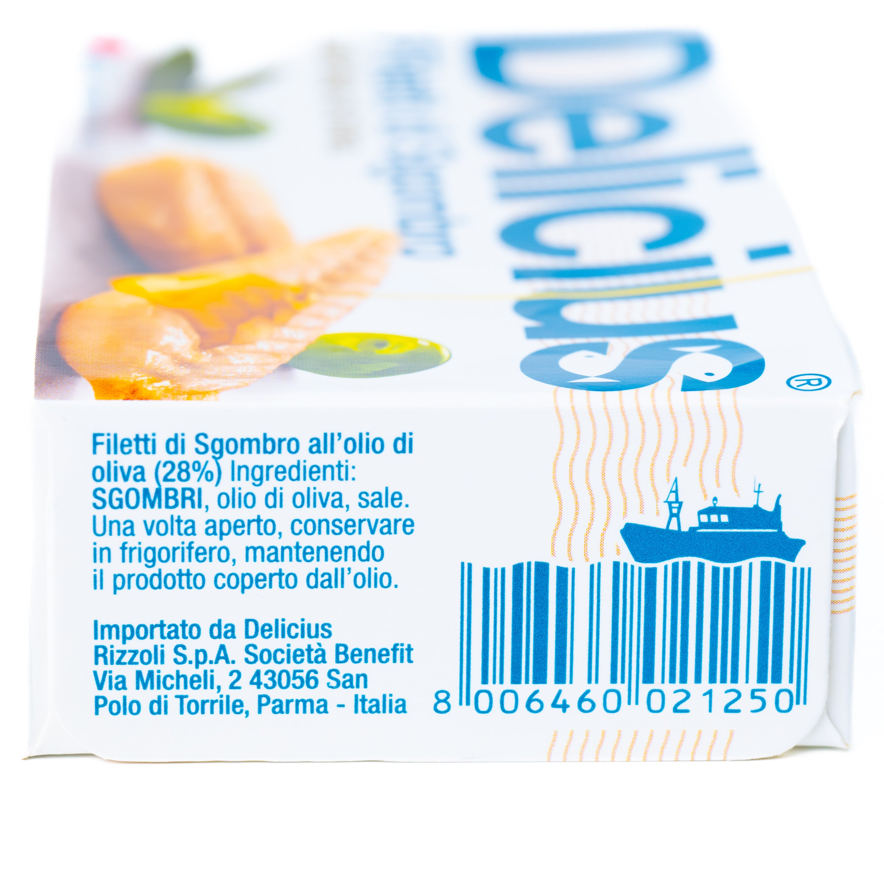 File de macrou în ulei de măsline Delicius, 125 g