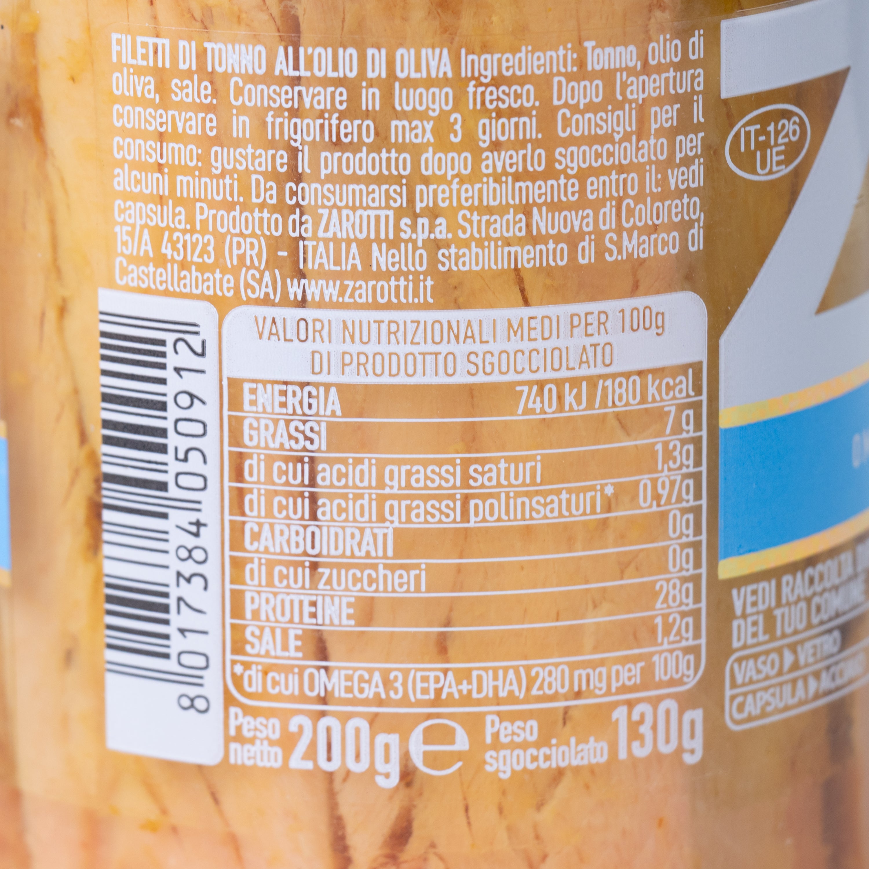 File de ton în ulei de măsline Zarotti, 200 g