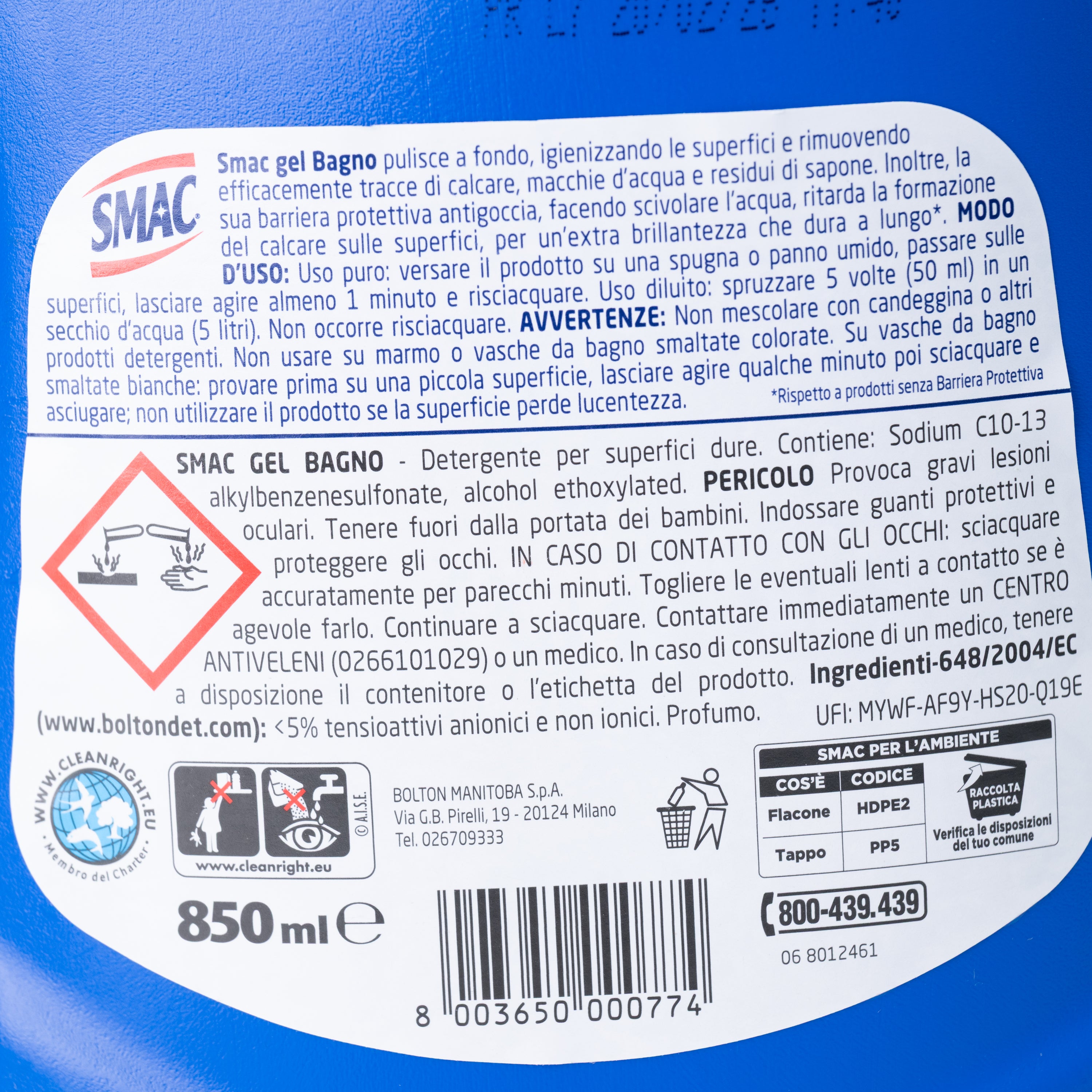 Gel de curățare pentru baie Smac, 850 ml