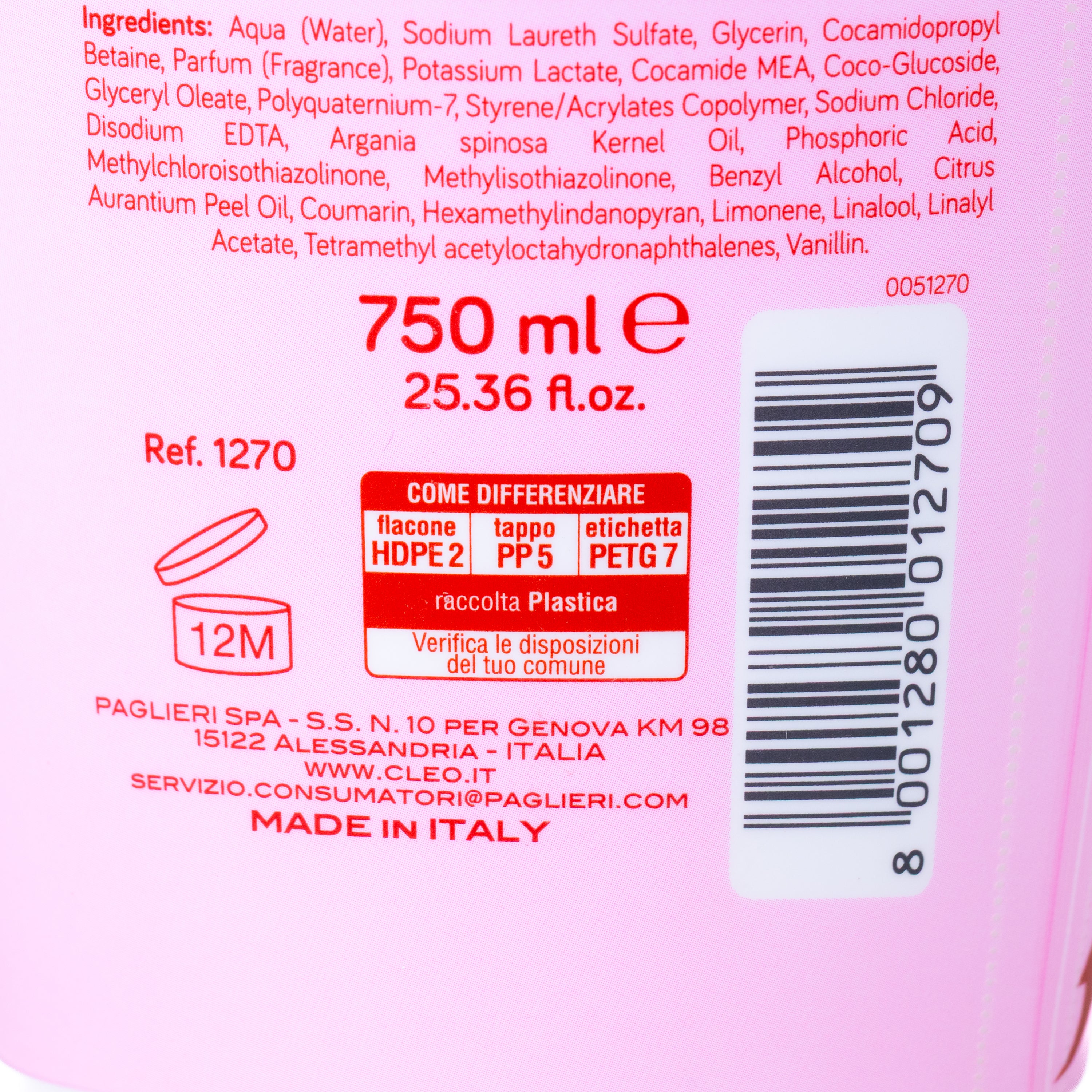 Gel de duș Camelia Aurie și Ulei de Argan Cleo, 750 ml